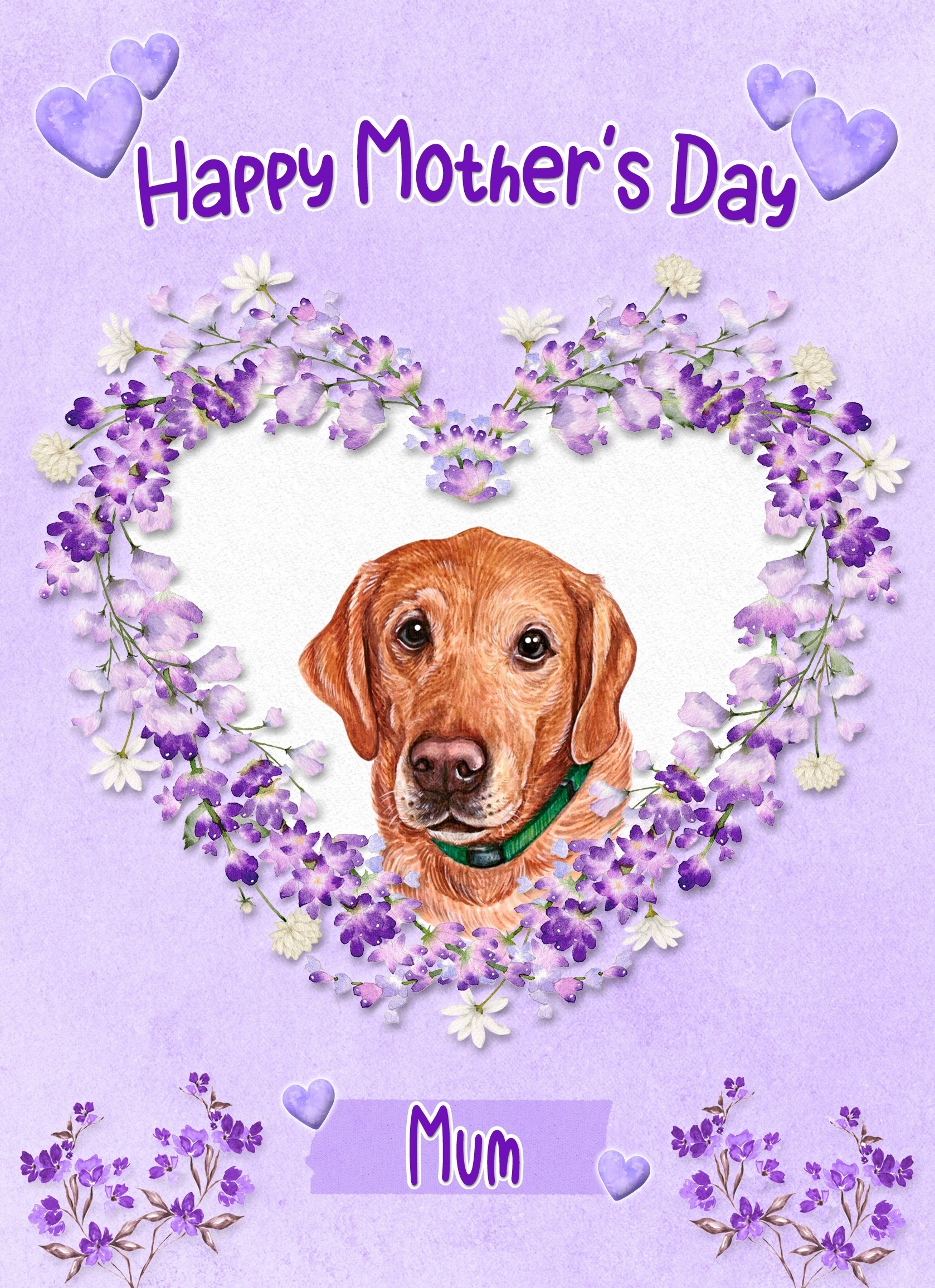 Golden Labrador Dog Mothers Day Card (Happy Mothers, Mum)