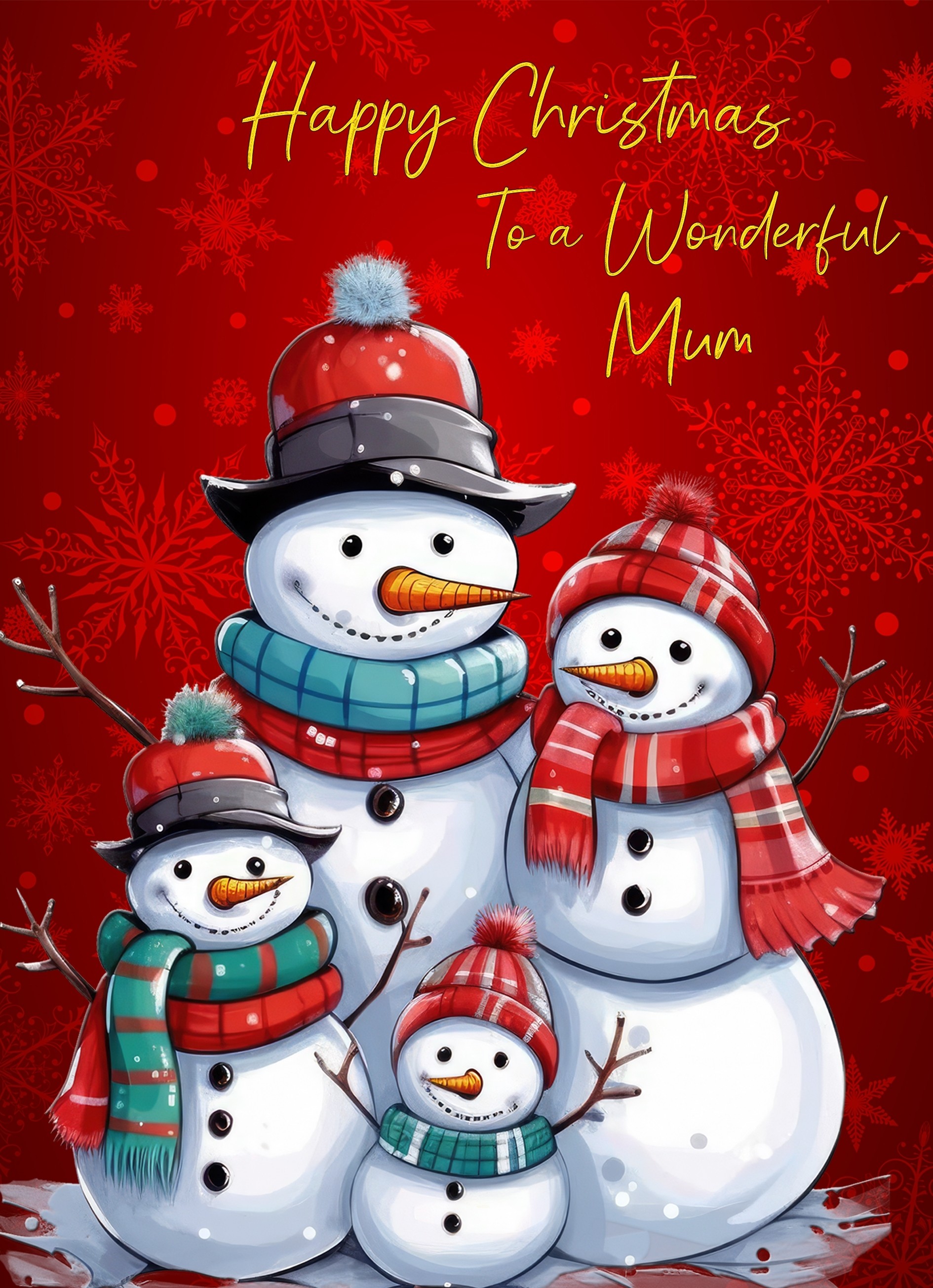 Christmas Card For Mum (Snowman, Design 10)
