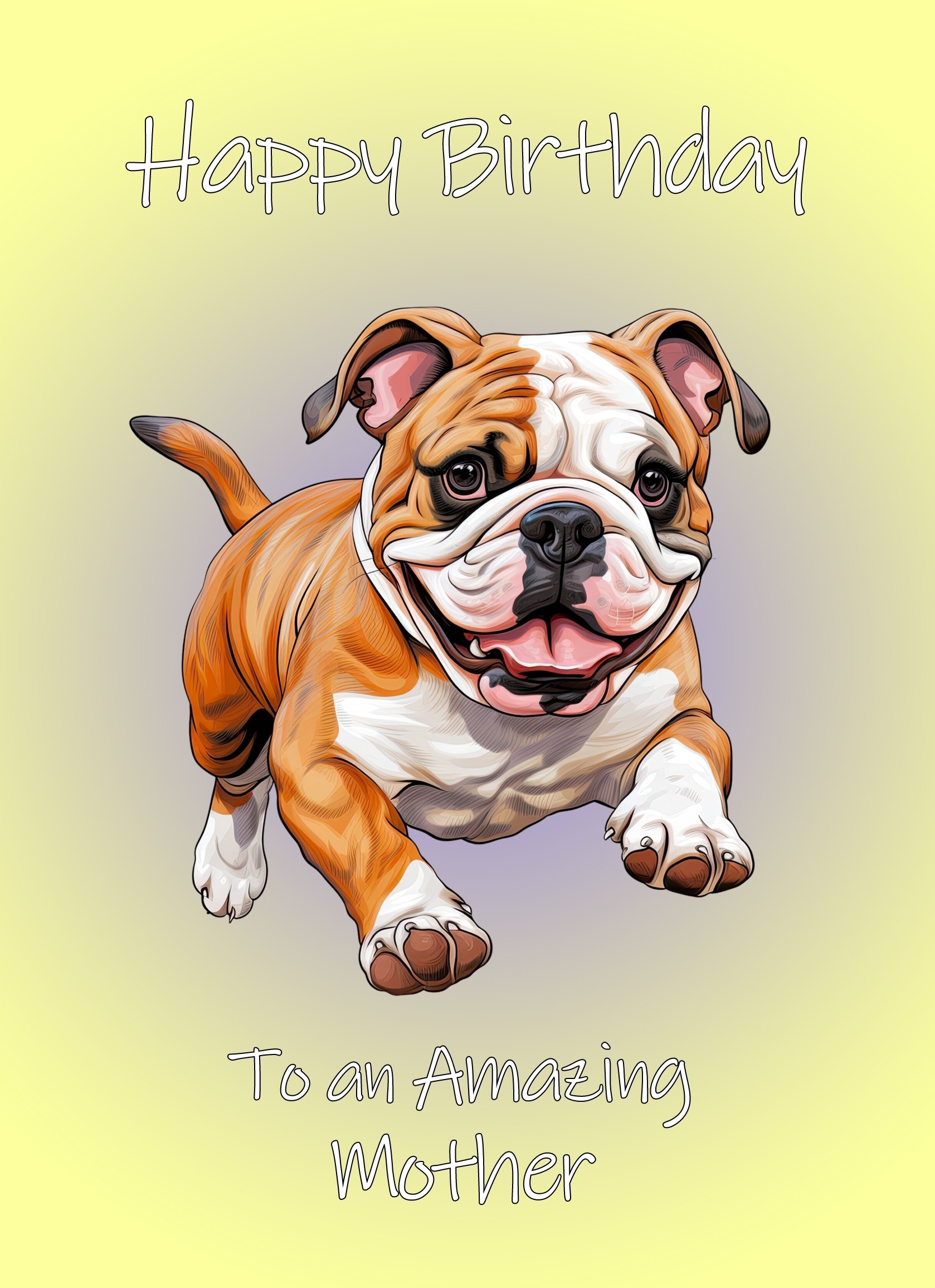 Bulldog Dog Birthday Card For Mum