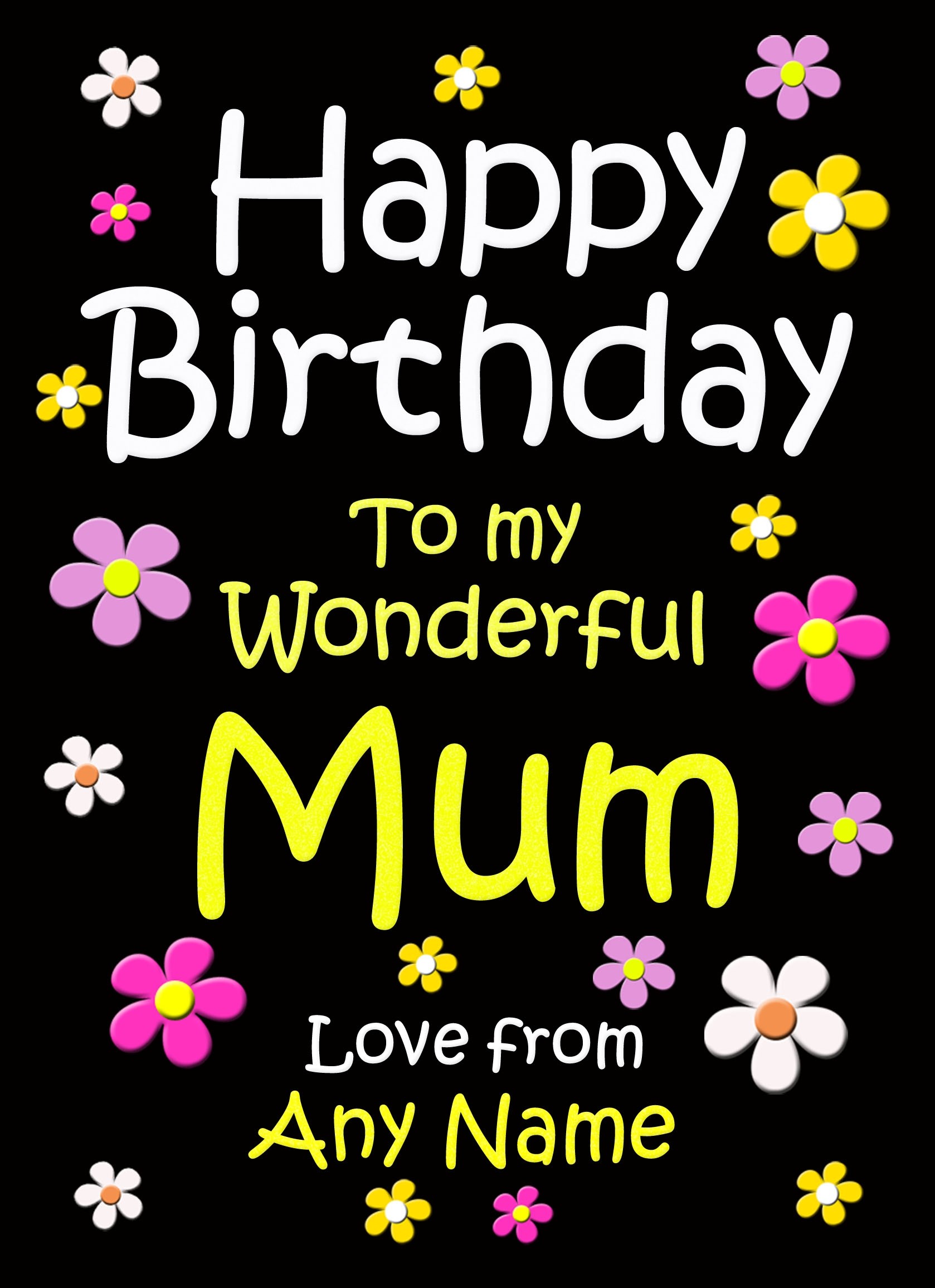 Personalised Mum Birthday Card (Black)