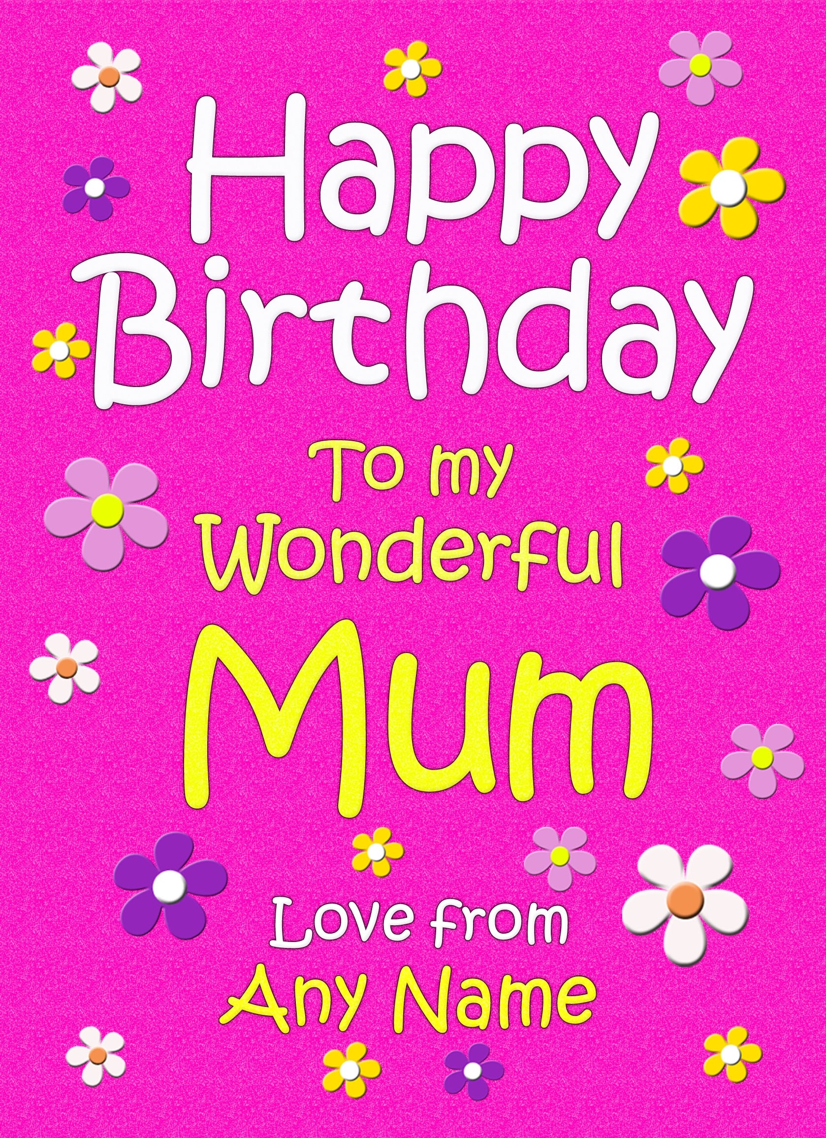 Personalised Mum Birthday Card (Cerise)