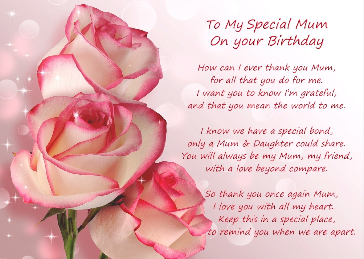 Birthday Verse Poem Landscape Greeting Card (Special Mum, from Daughter)