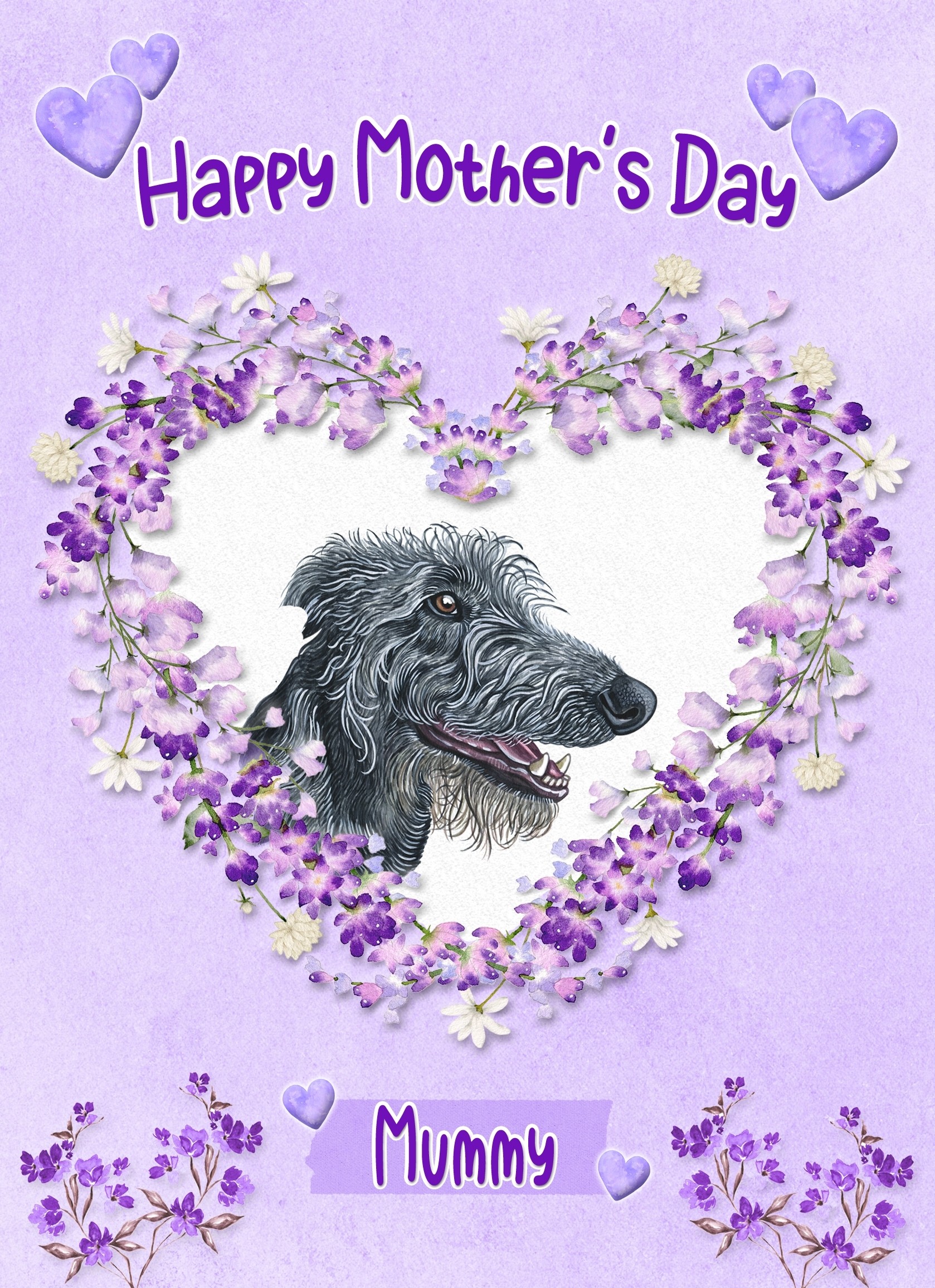 Lurcher Dog Mothers Day Card (Happy Mothers, Mummy)