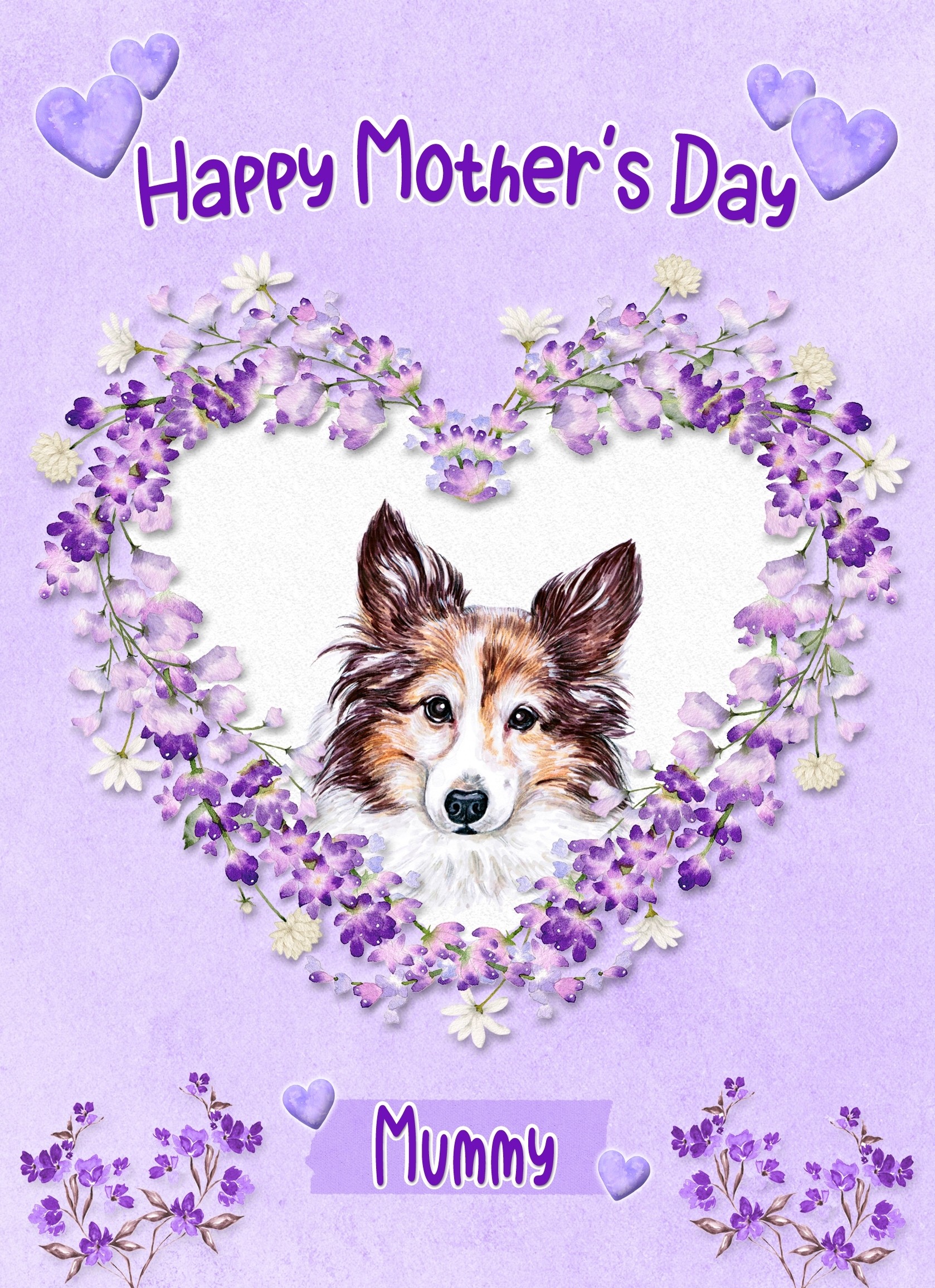 Shetland Sheepdog Dog Mothers Day Card (Happy Mothers, Mummy)