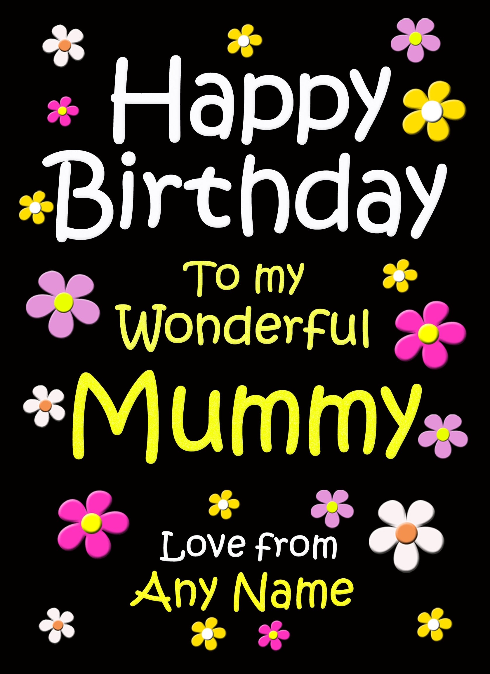 Personalised Mummy Birthday Card (Black)