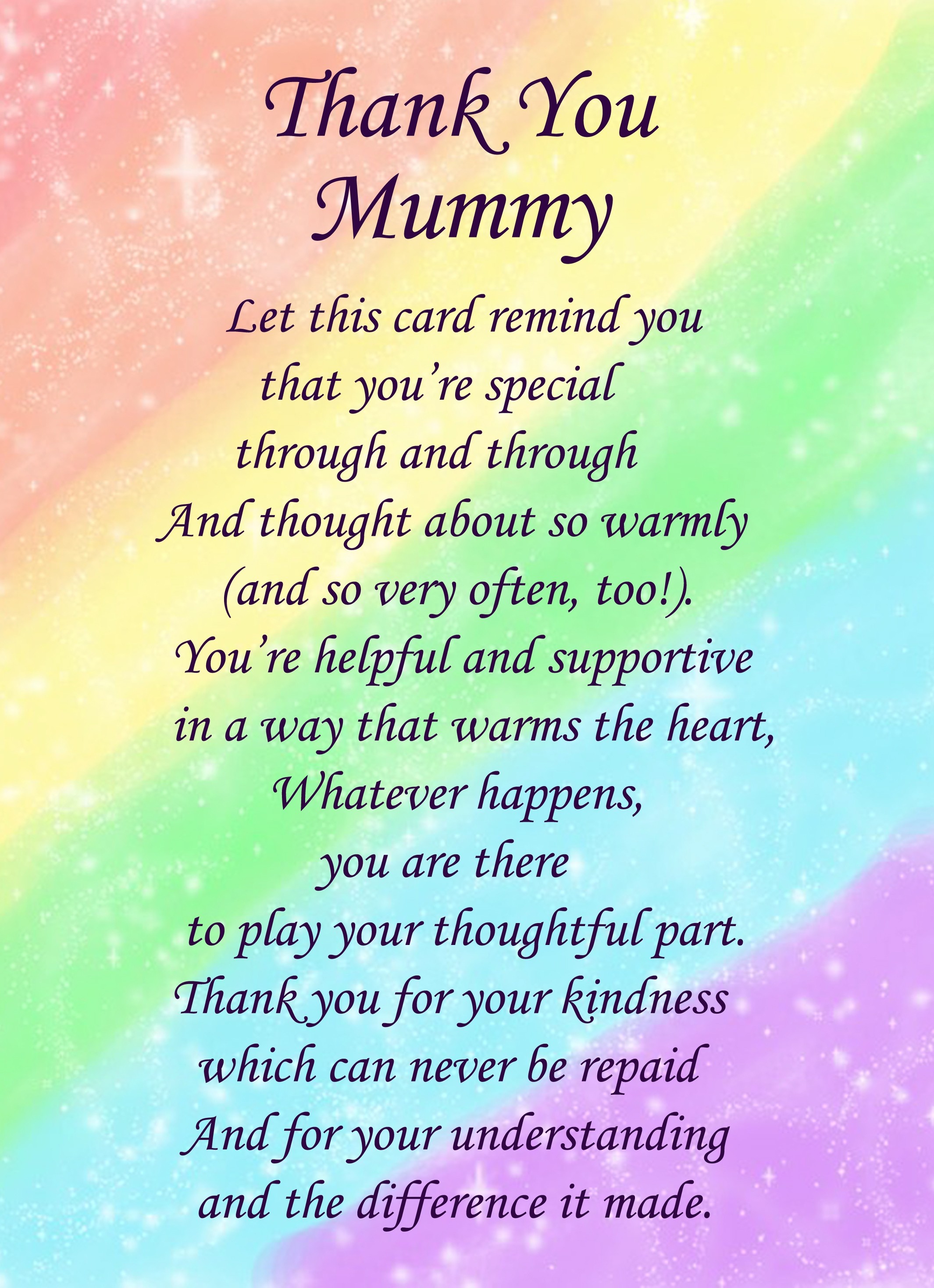 Thank You 'Mummy' Poem Verse Greeting Card