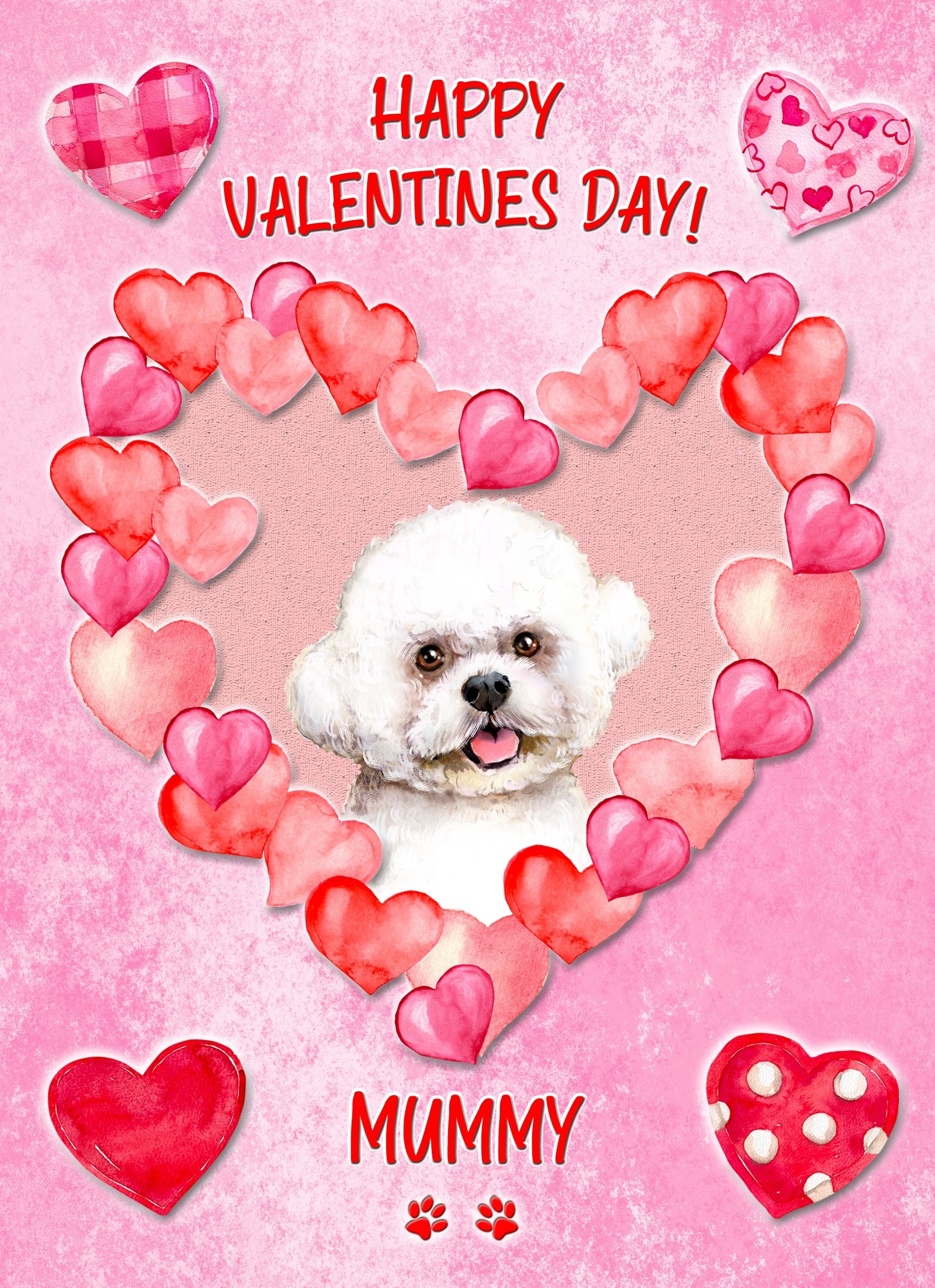 Bichon Frise Dog Valentines Day Card (Happy Valentines, Mummy)