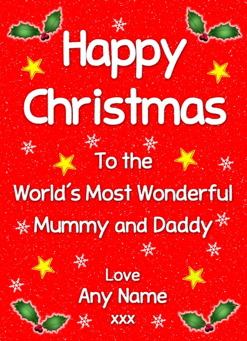 Personalised 'Mummy and Daddy' Christmas Greeting Card
