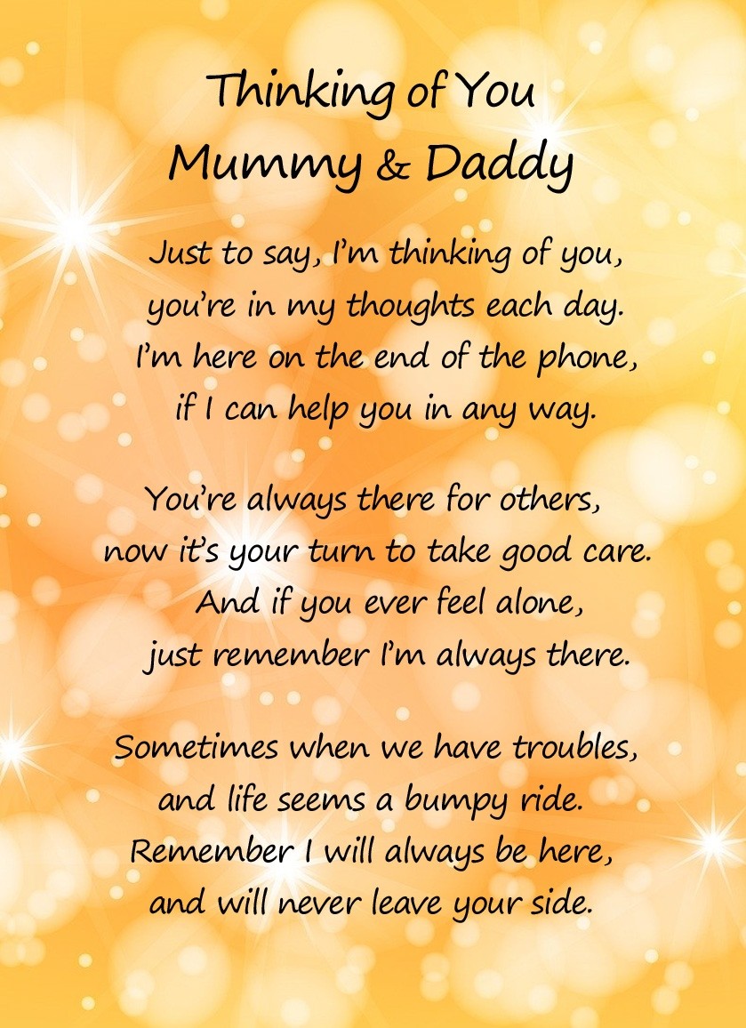 Thinking of You 'Mummy and Daddy' Poem Verse Greeting Card