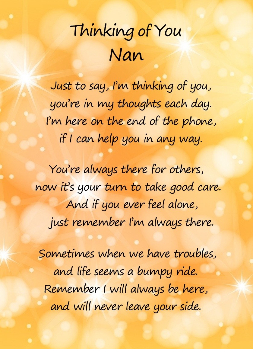 Thinking of You 'Nan' Poem Verse Greeting Card