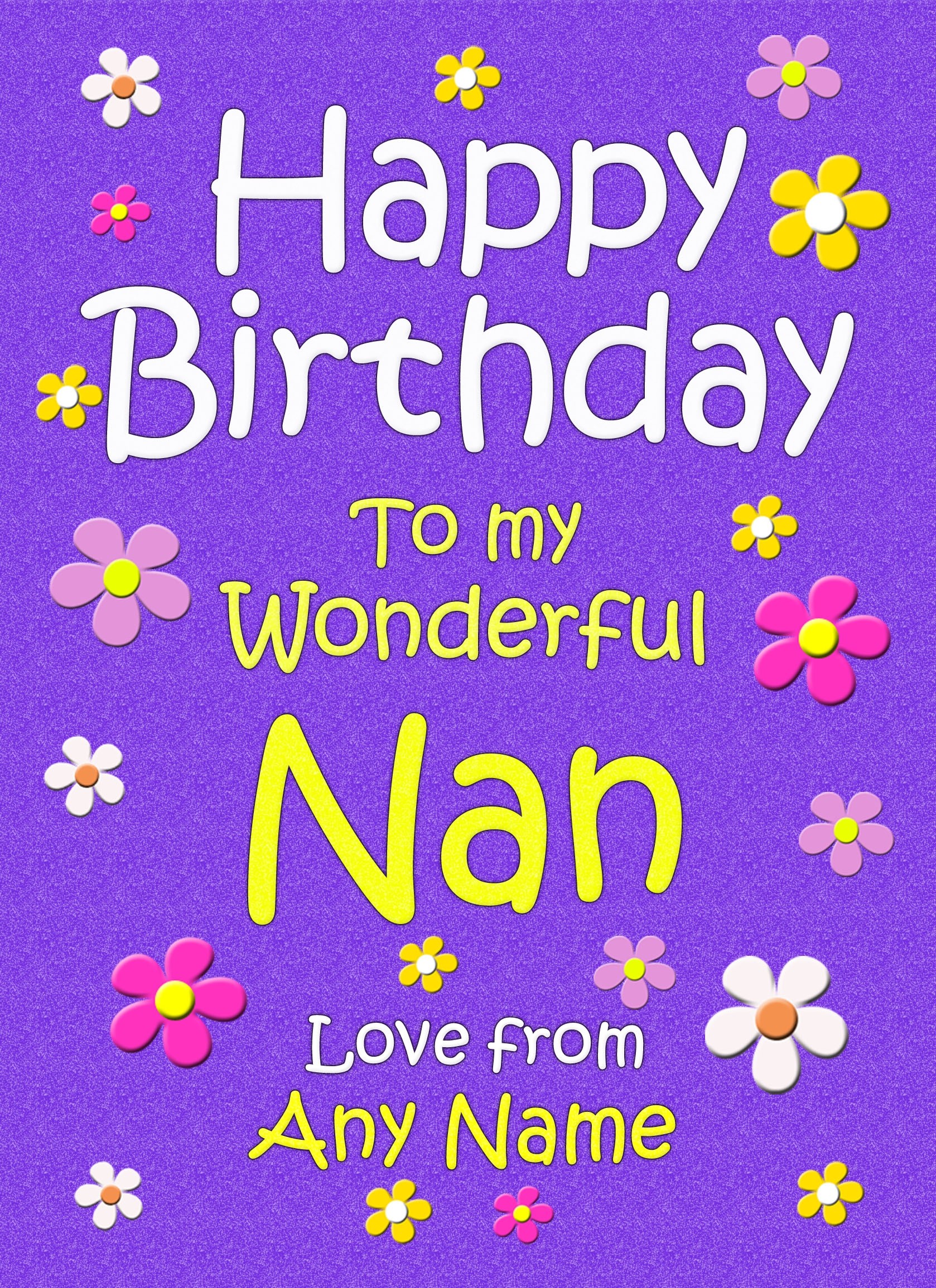 Personalised Nan Birthday Card (Purple)