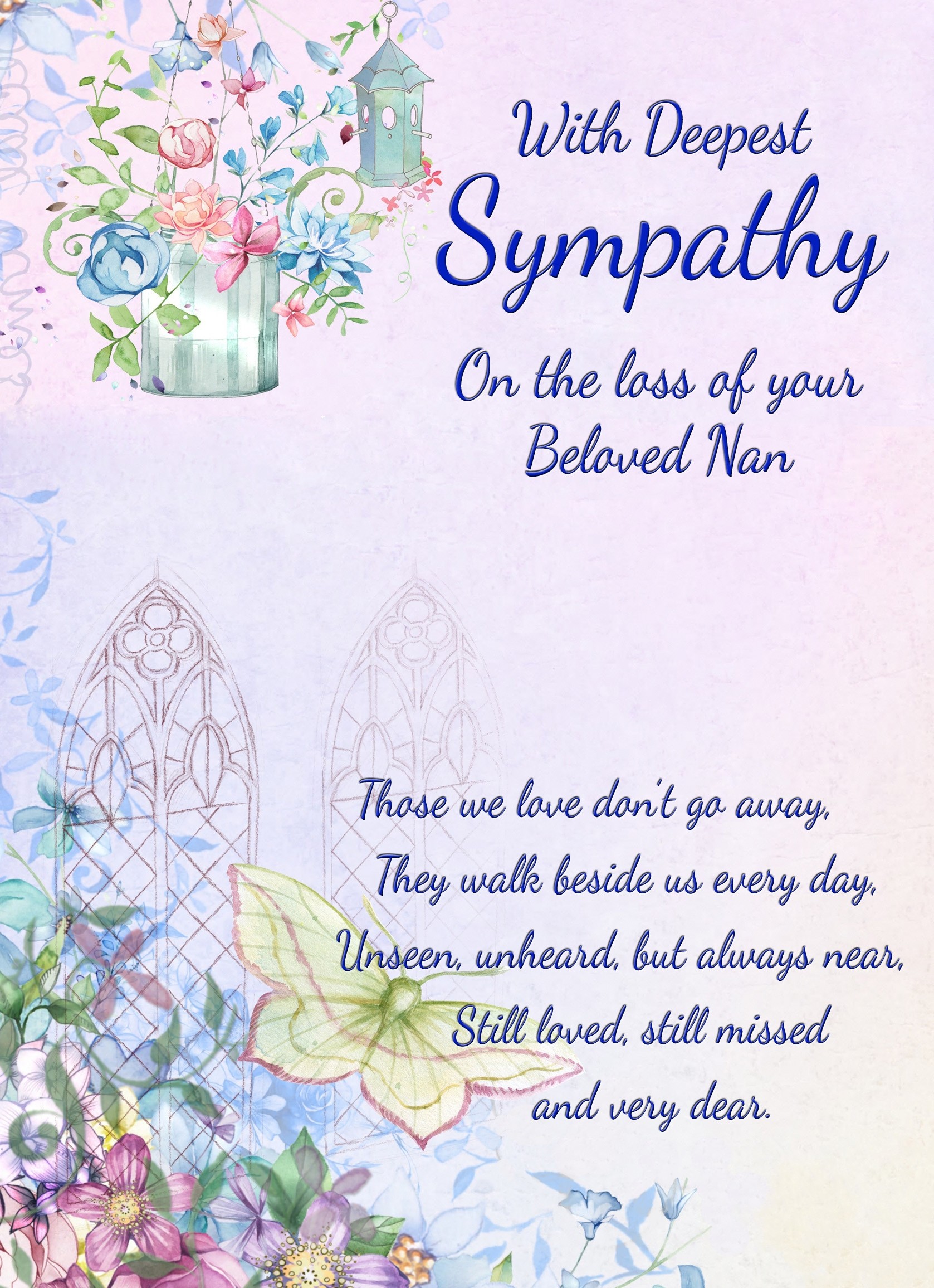 Sympathy Bereavement Card (Deepest Sympathy, Beloved Nan)
