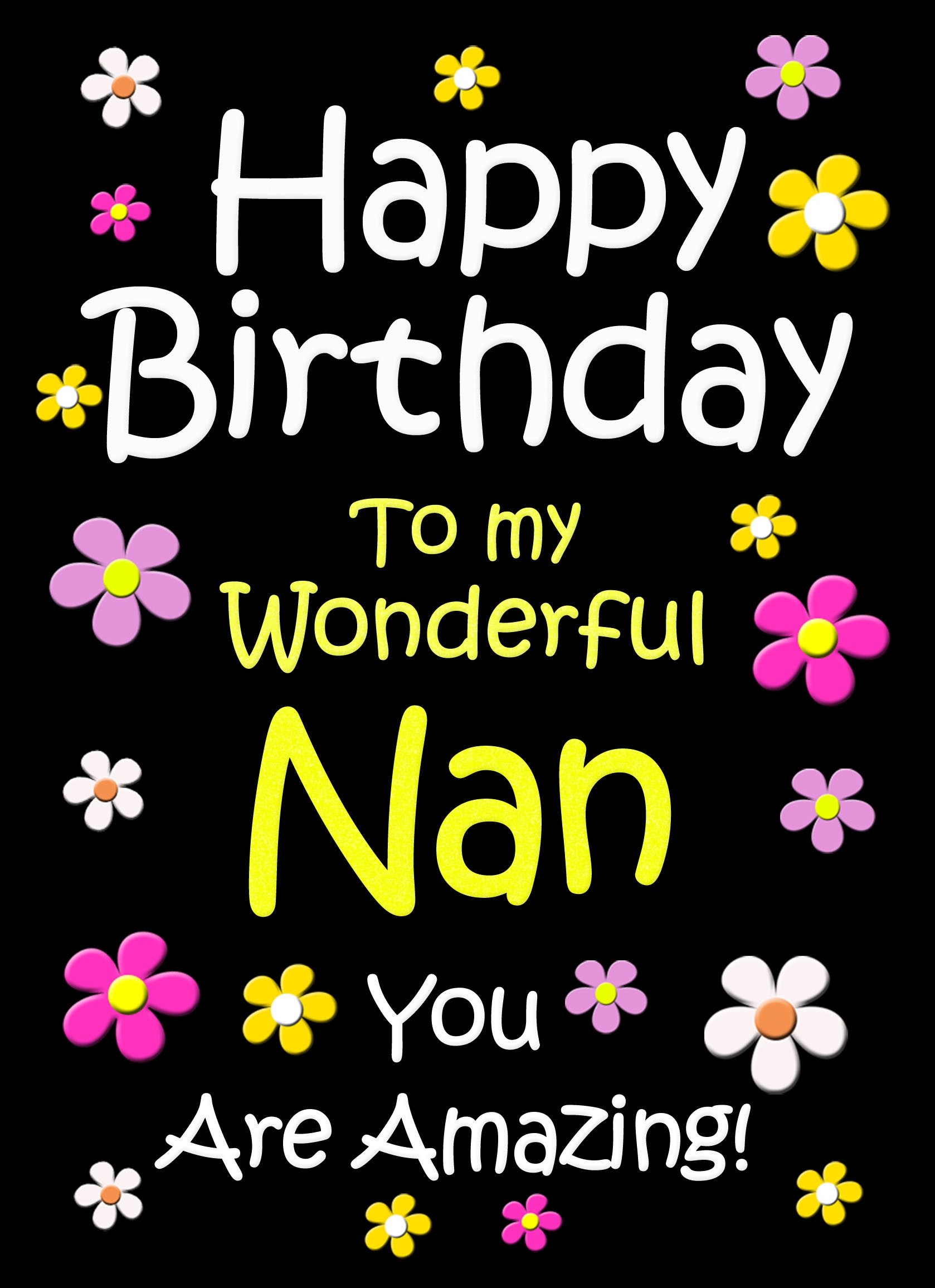 Nan Birthday Card (Black)