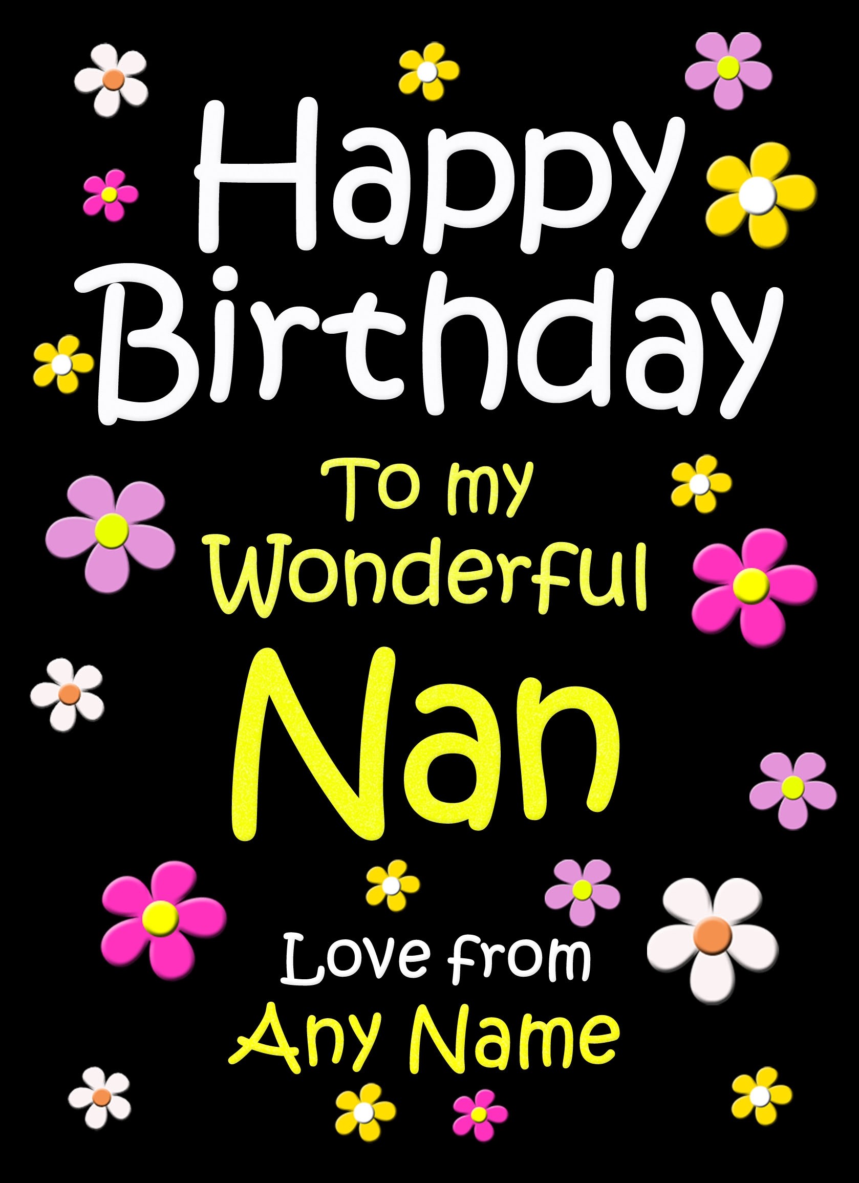 Personalised Nan Birthday Card (Black)