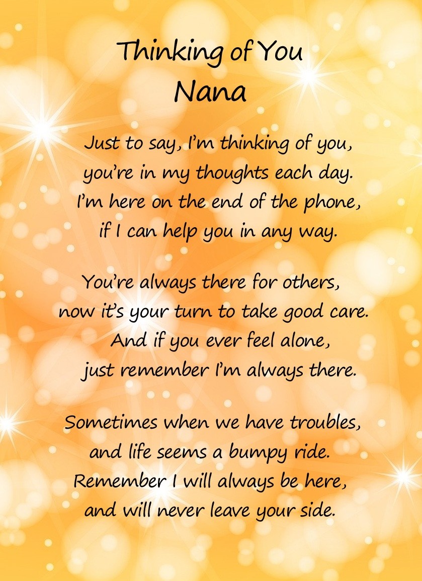 Thinking of You 'Nana' Poem Verse Greeting Card