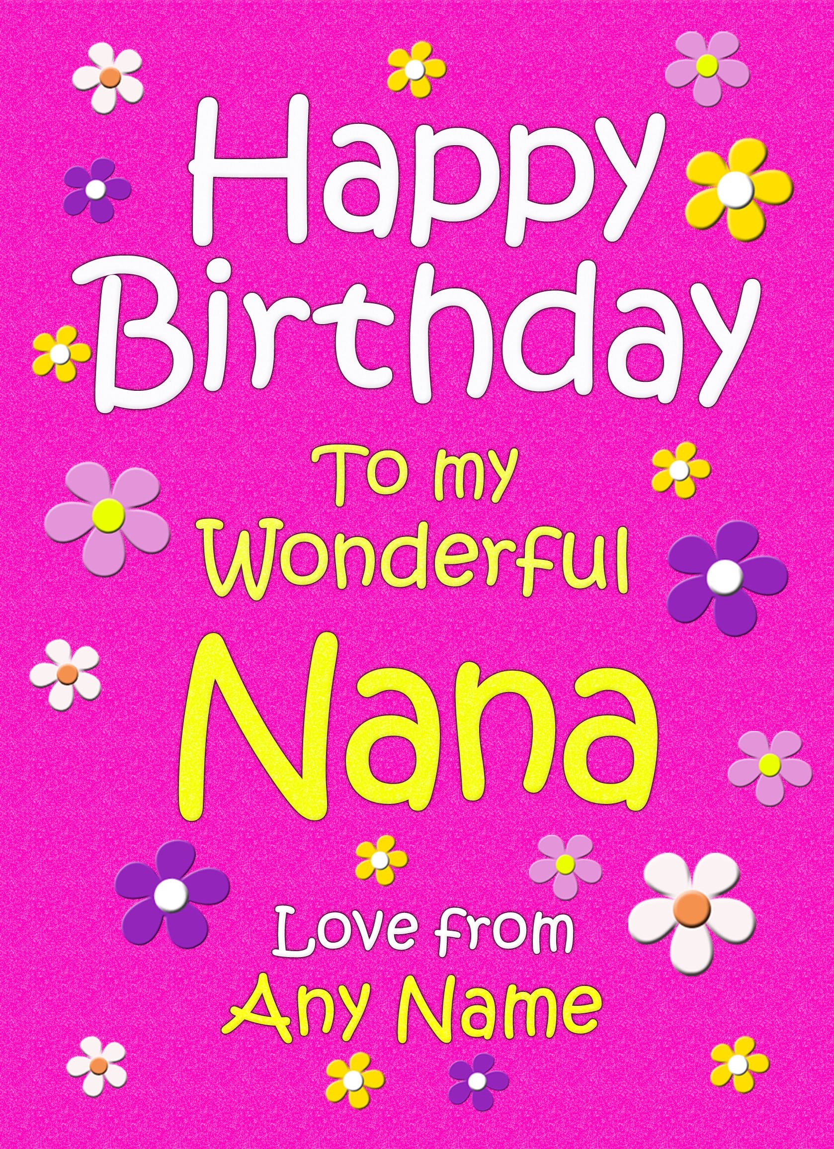 Personalised Nana Birthday Card (Cerise)