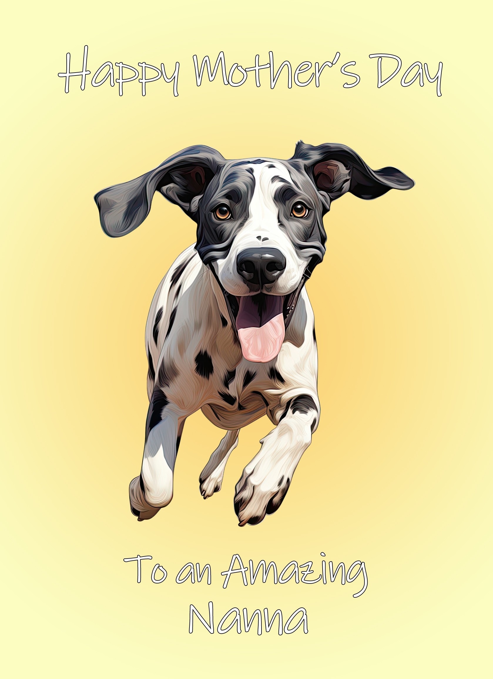 Great Dane Dog Mothers Day Card For Nanna