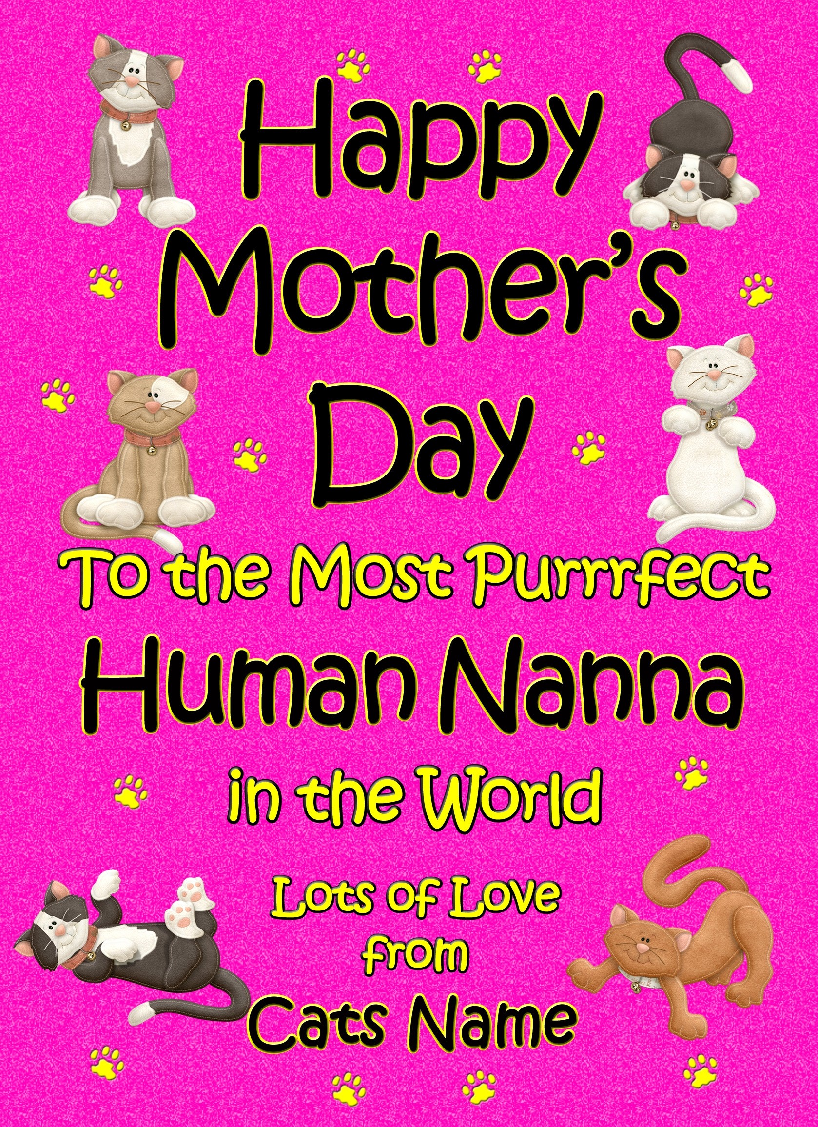 Personalised From The Cat Mothers Day Card (Cerise, Purrrfect Human Nanna)