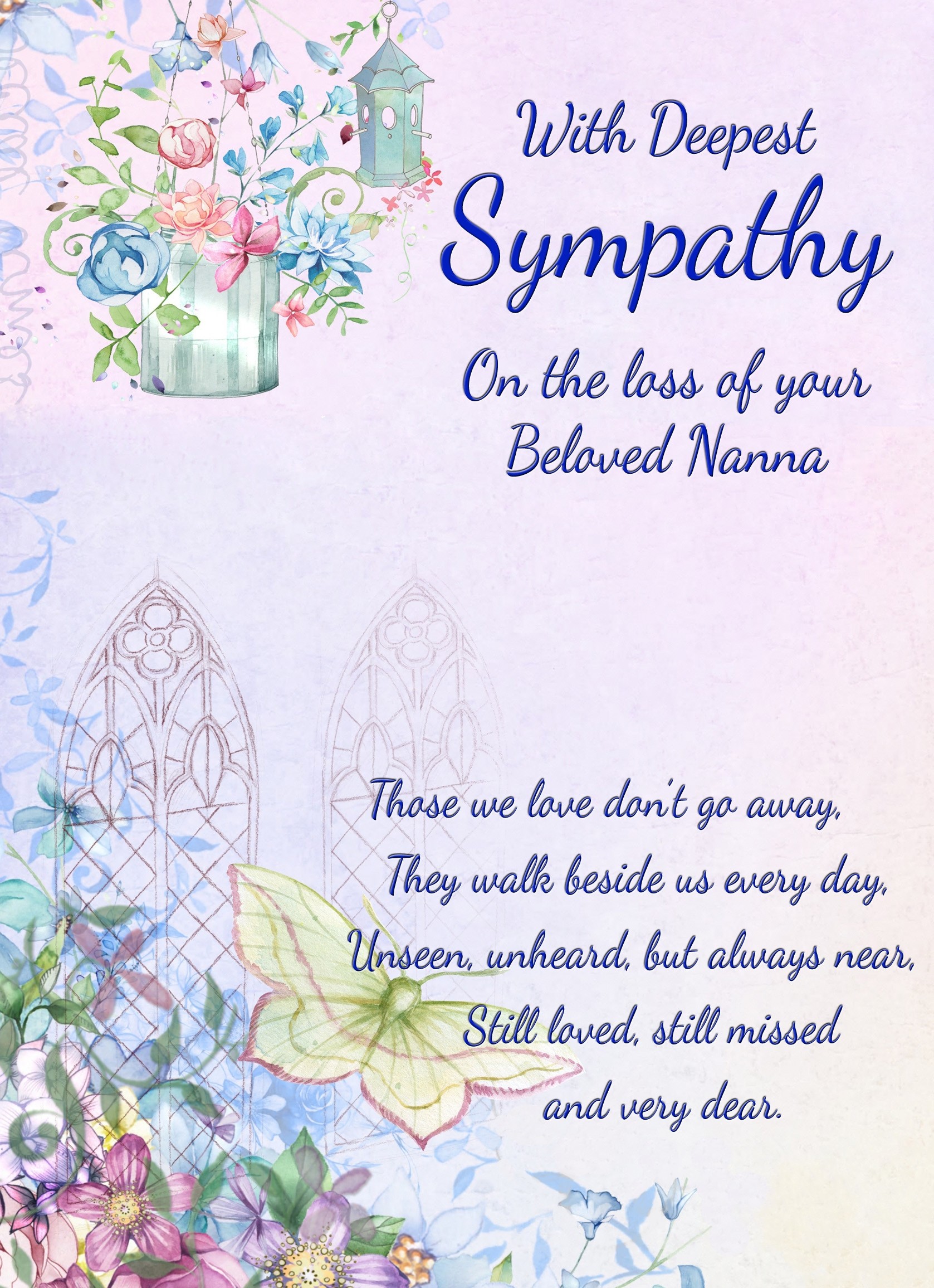 Sympathy Bereavement Card (Deepest Sympathy, Beloved Nanna)