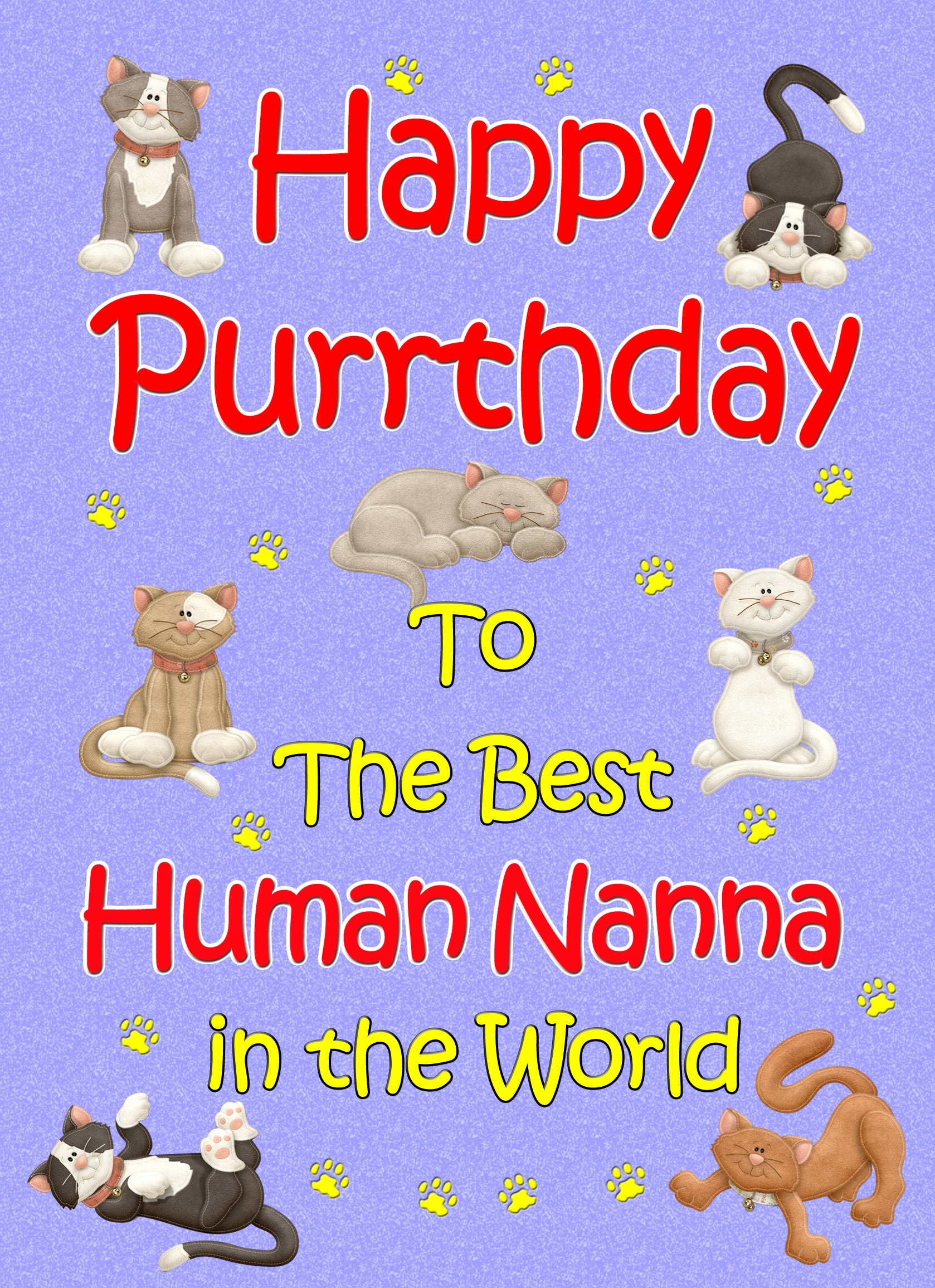 From The Cat Birthday Card (Lilac, Human Nanna, Happy Purrthday)