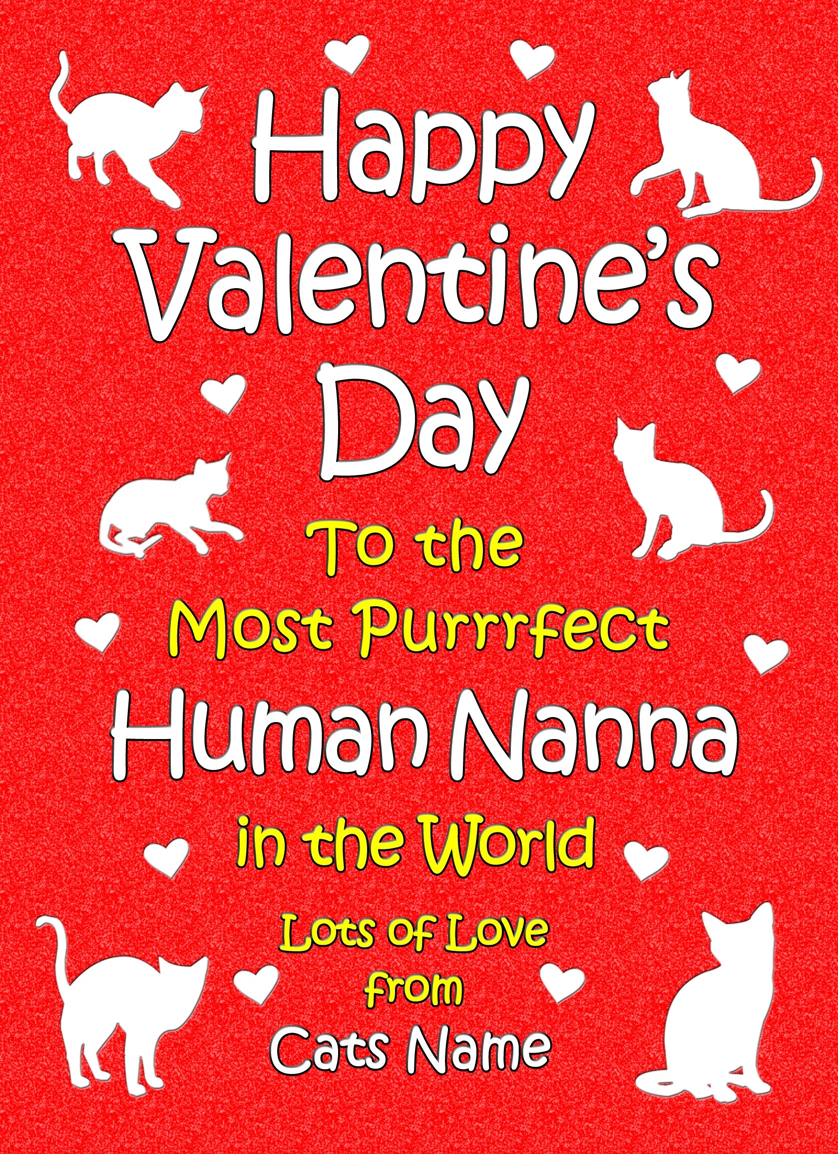 Personalised From The Cat Valentines Day Card (Human Nanna)
