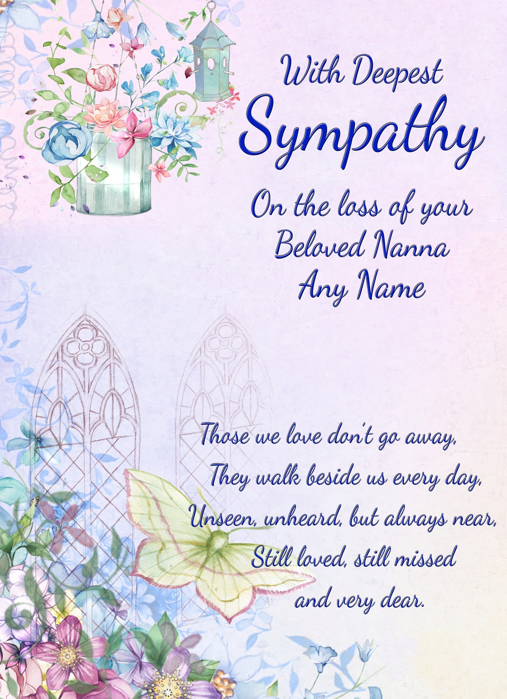 Personalised Sympathy Bereavement Card (Deepest Sympathy, Beloved Nanna)
