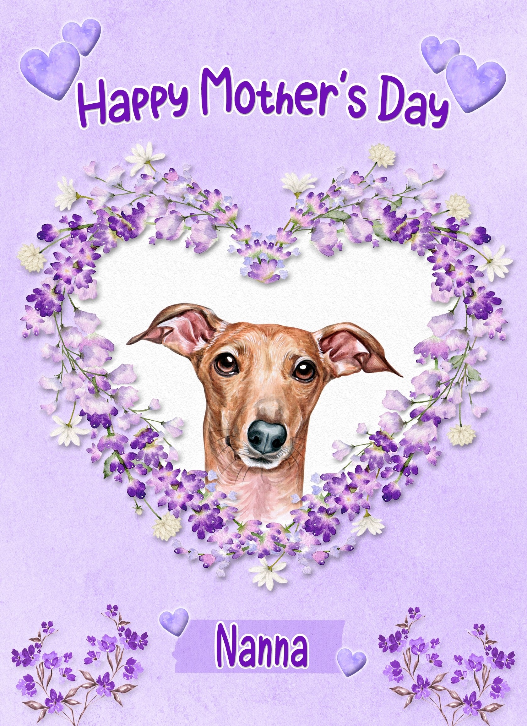 Greyhound Dog Mothers Day Card (Happy Mothers, Nanna)