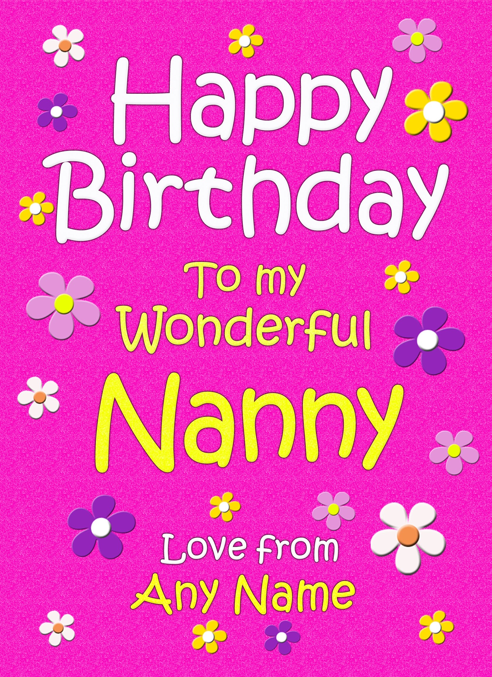 Personalised Nanny Birthday Card (Cerise)