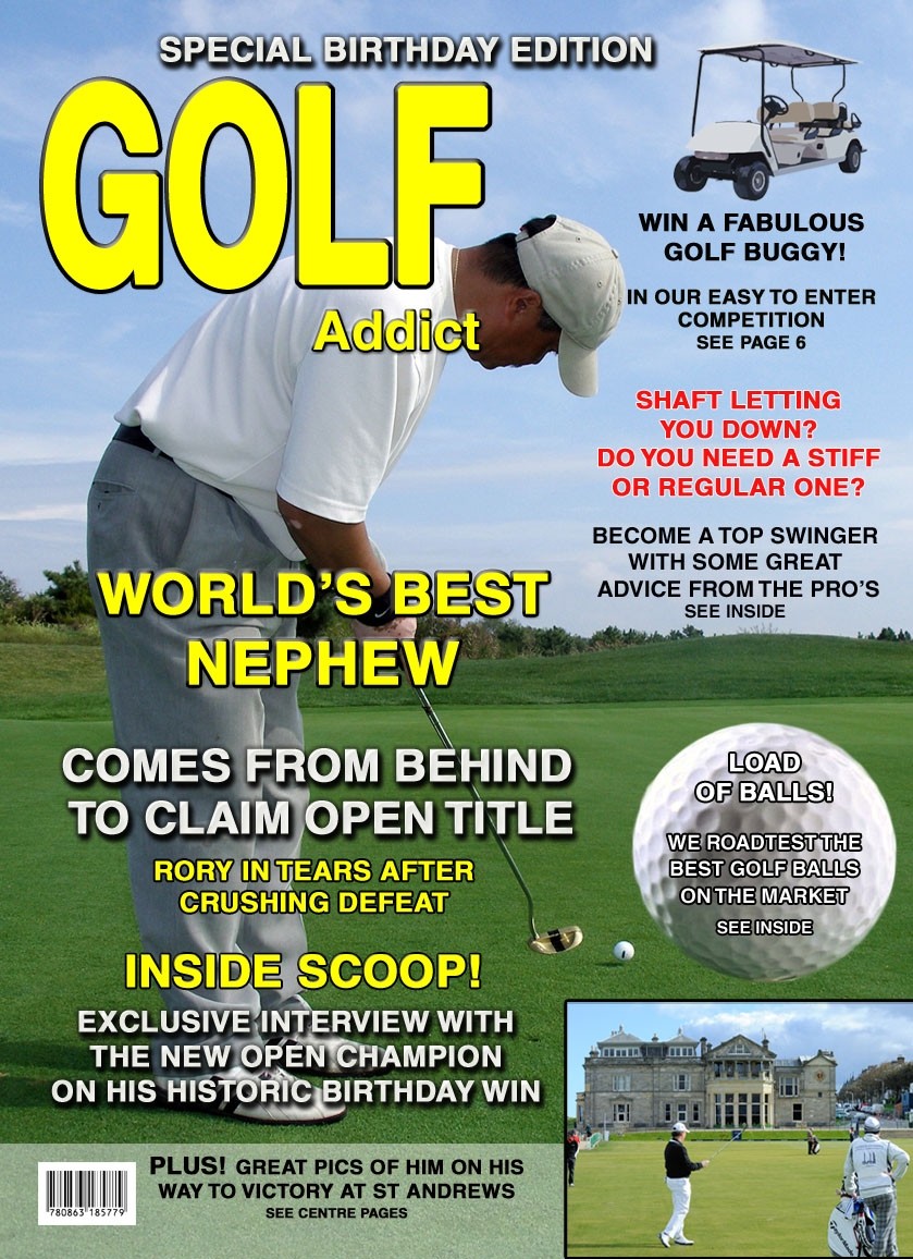 Golf Nephew Birthday Card Magazine Spoof