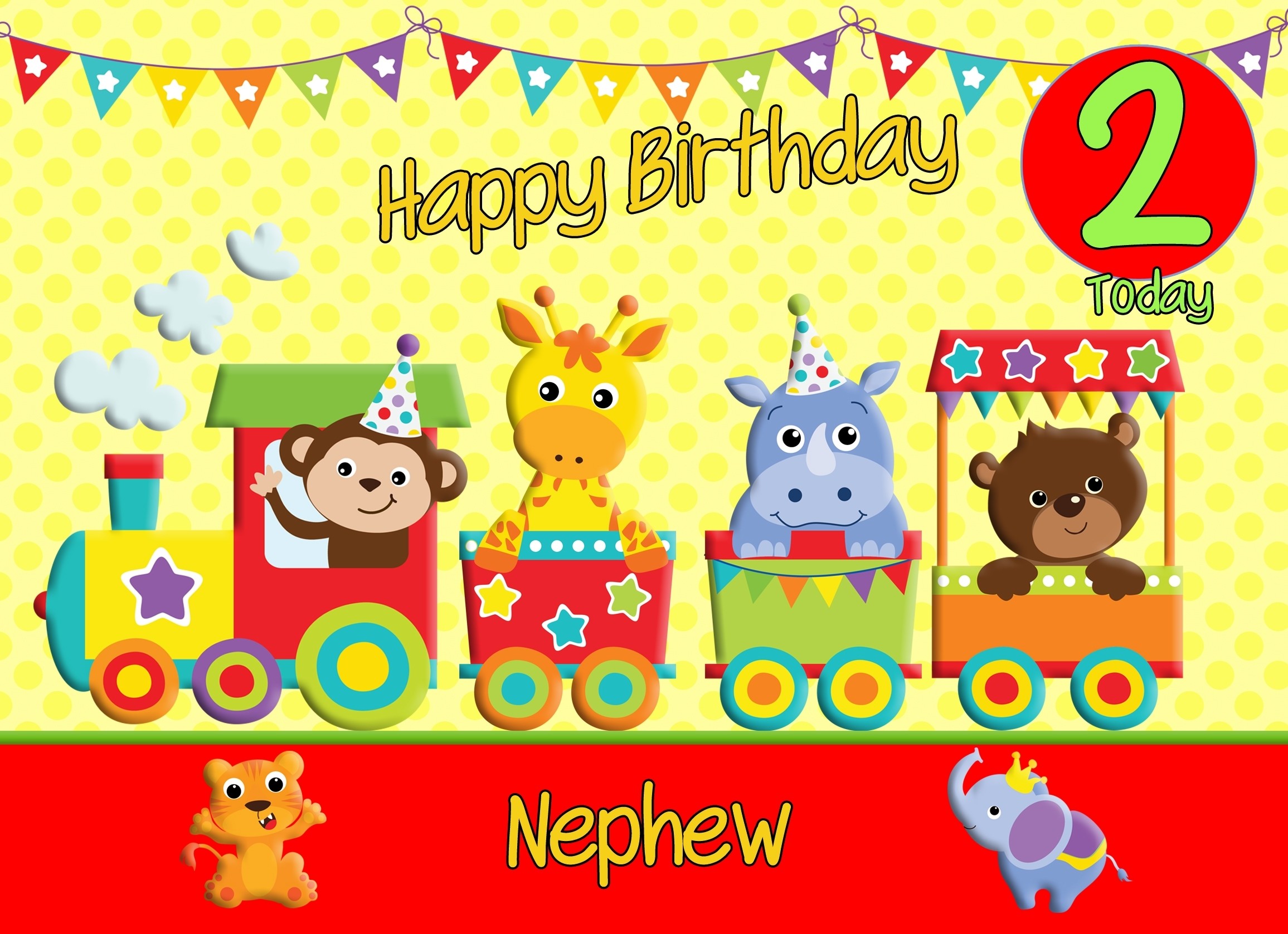 2nd Birthday Card for Nephew (Train Yellow)