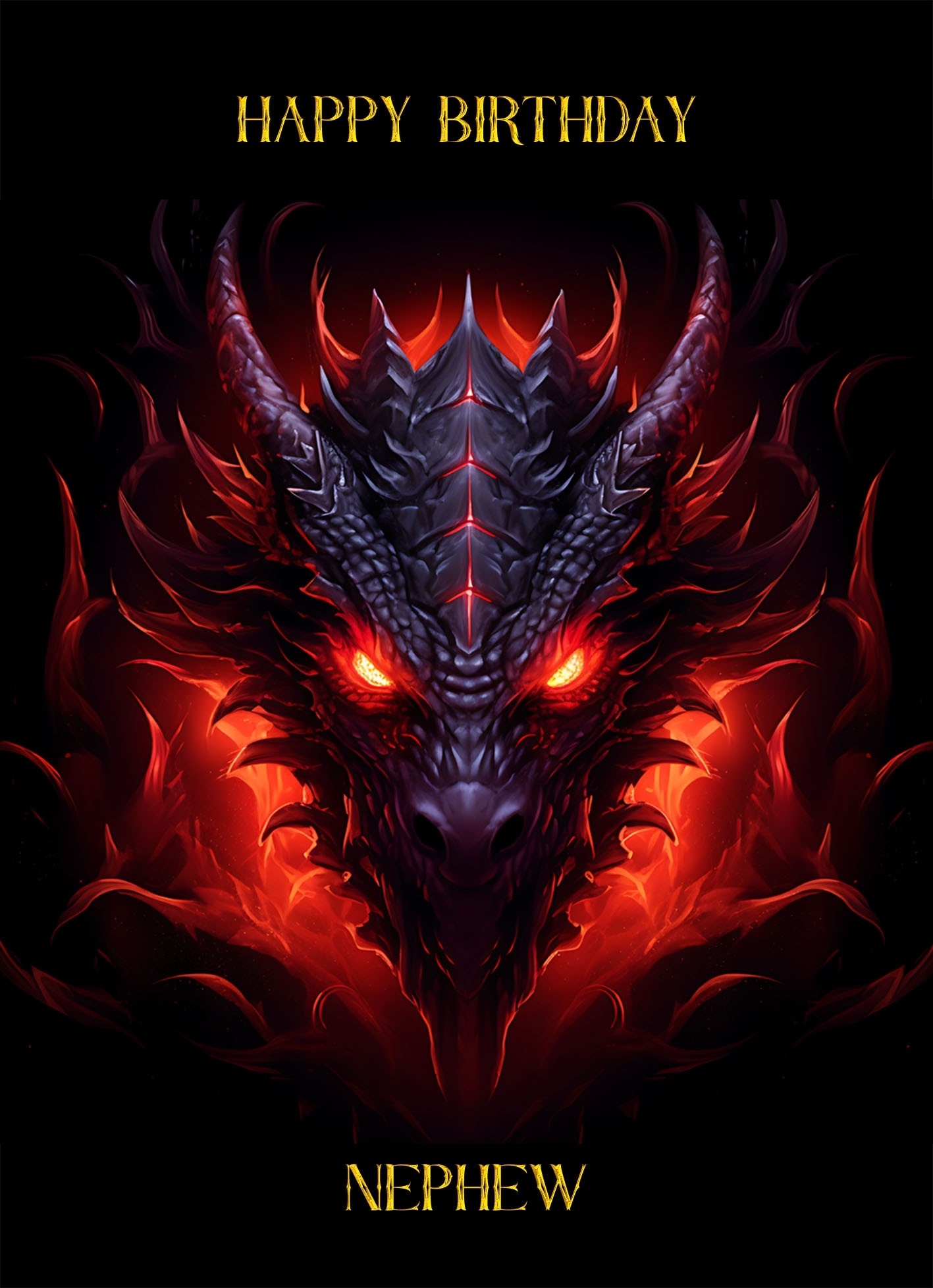 Gothic Fantasy Dragon Birthday Card For Nephew (Design 1)