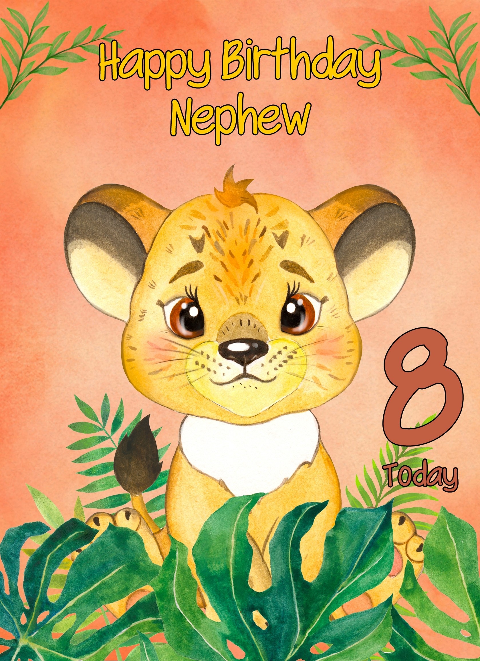 8th Birthday Card for Nephew (Lion)