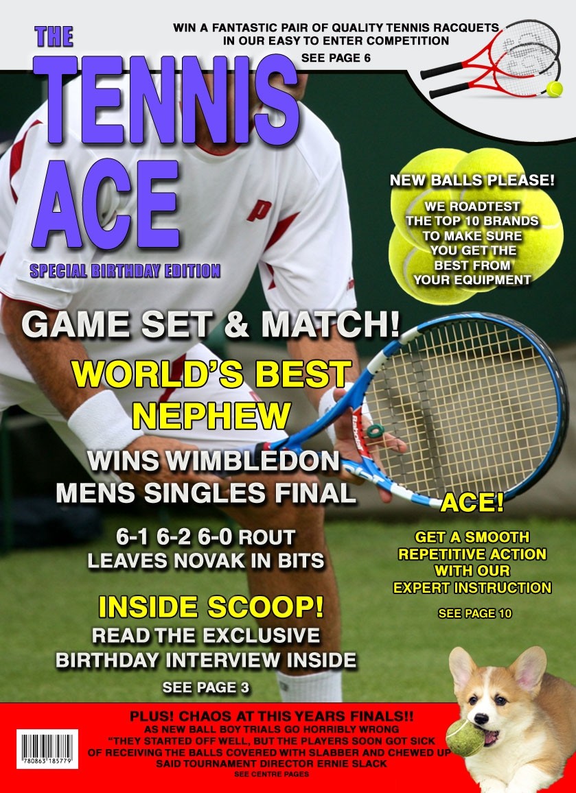 Tennis Nephew Birthday Card Magazine Spoof