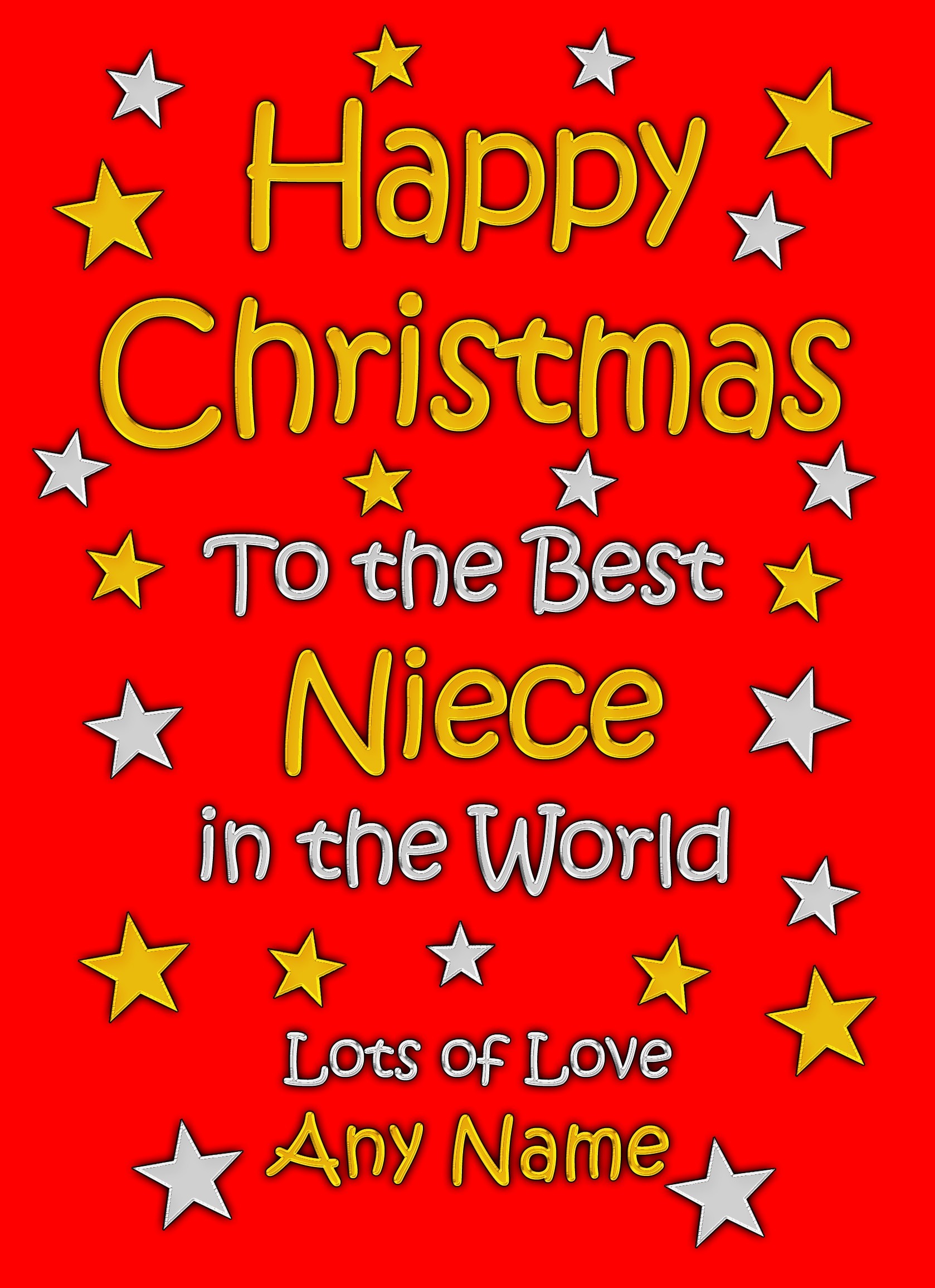 Personalised Niece Christmas Card (Red)