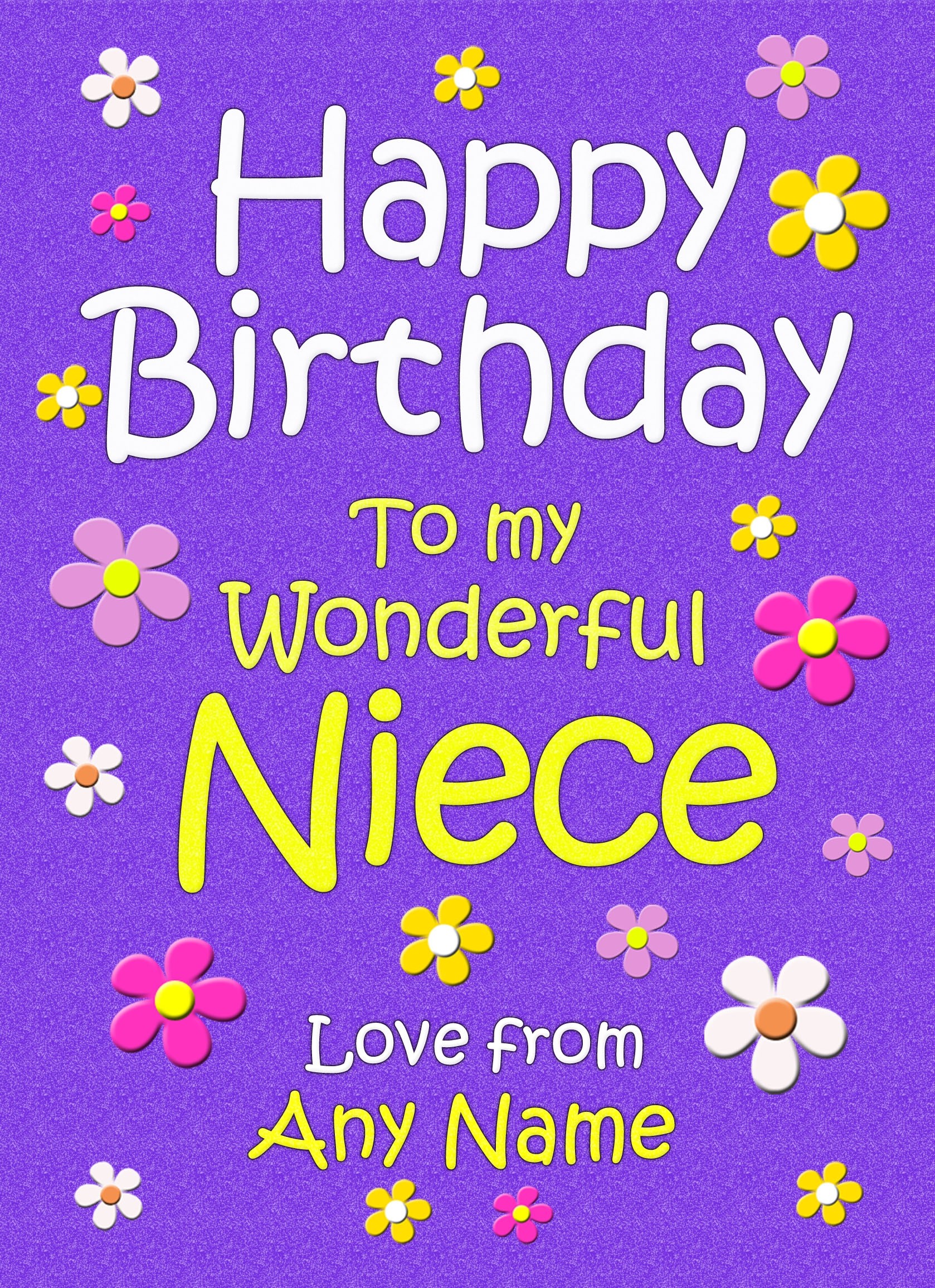 Personalised Niece Birthday Card (Purple)