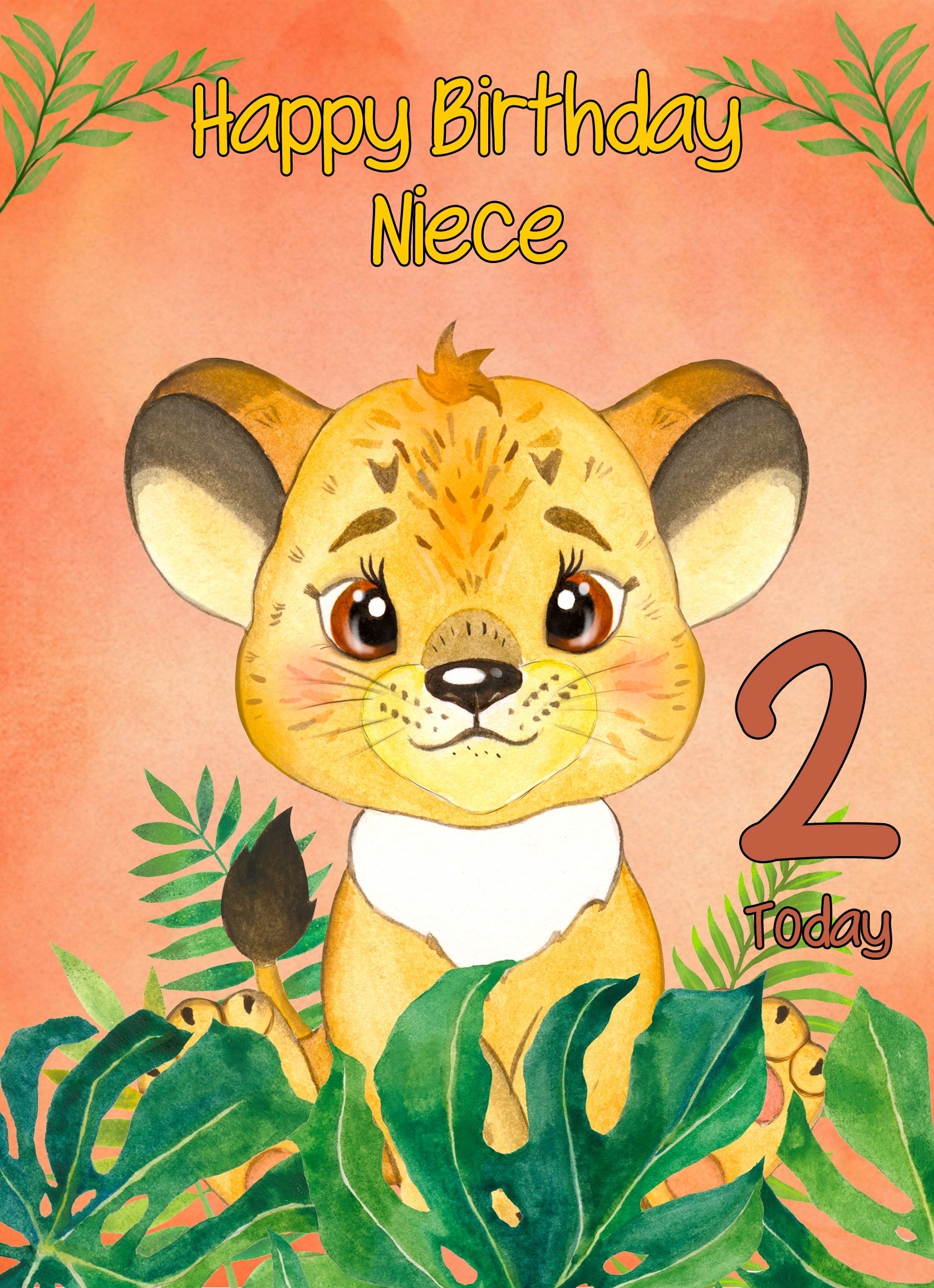 2nd Birthday Card for Niece (Lion)