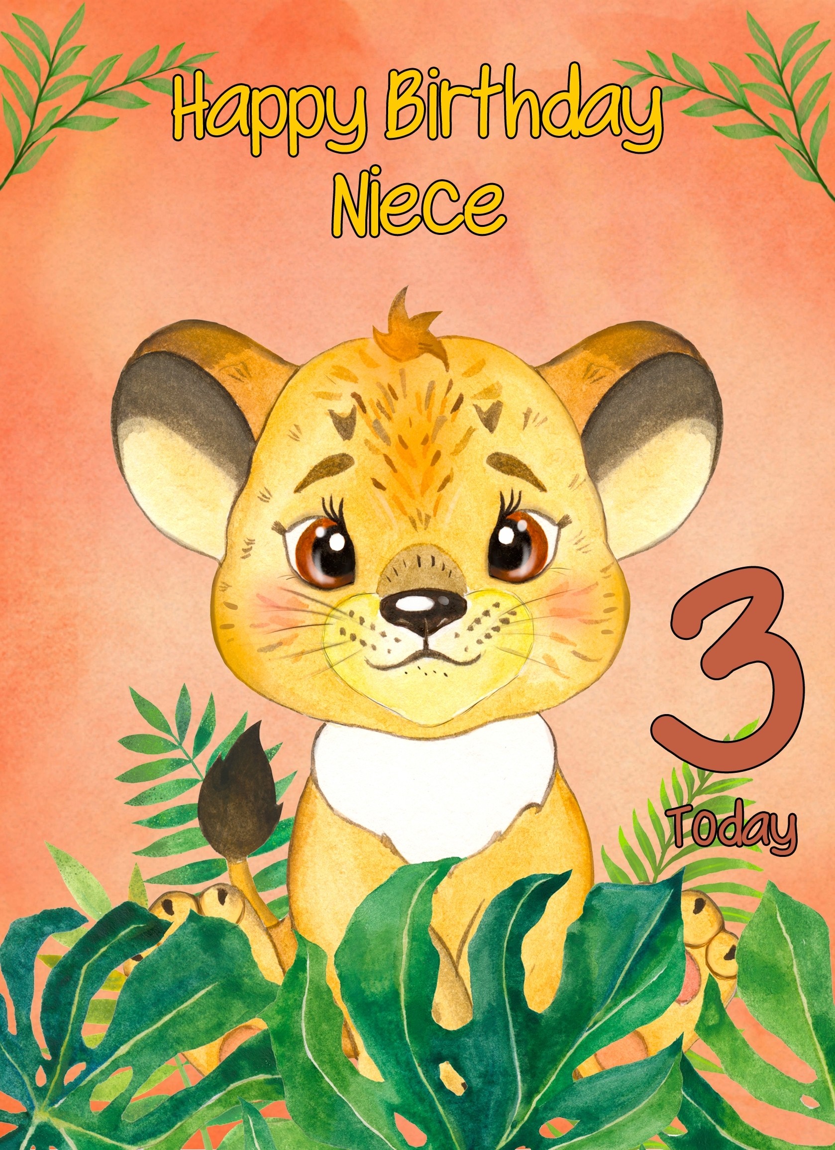 3rd Birthday Card for Niece (Lion)