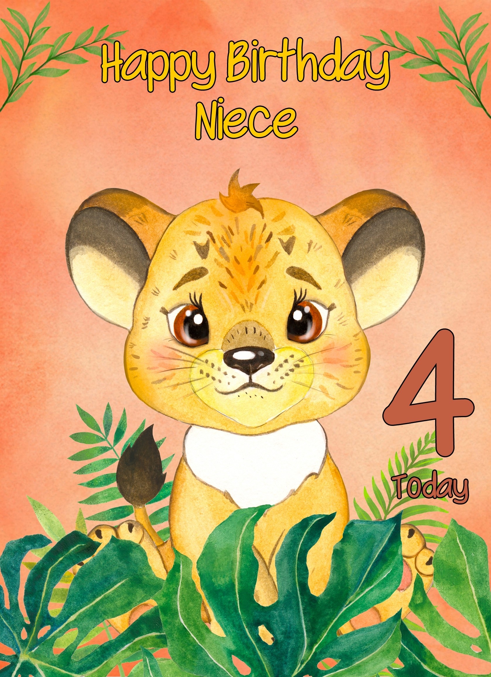 4th Birthday Card for Niece (Lion)