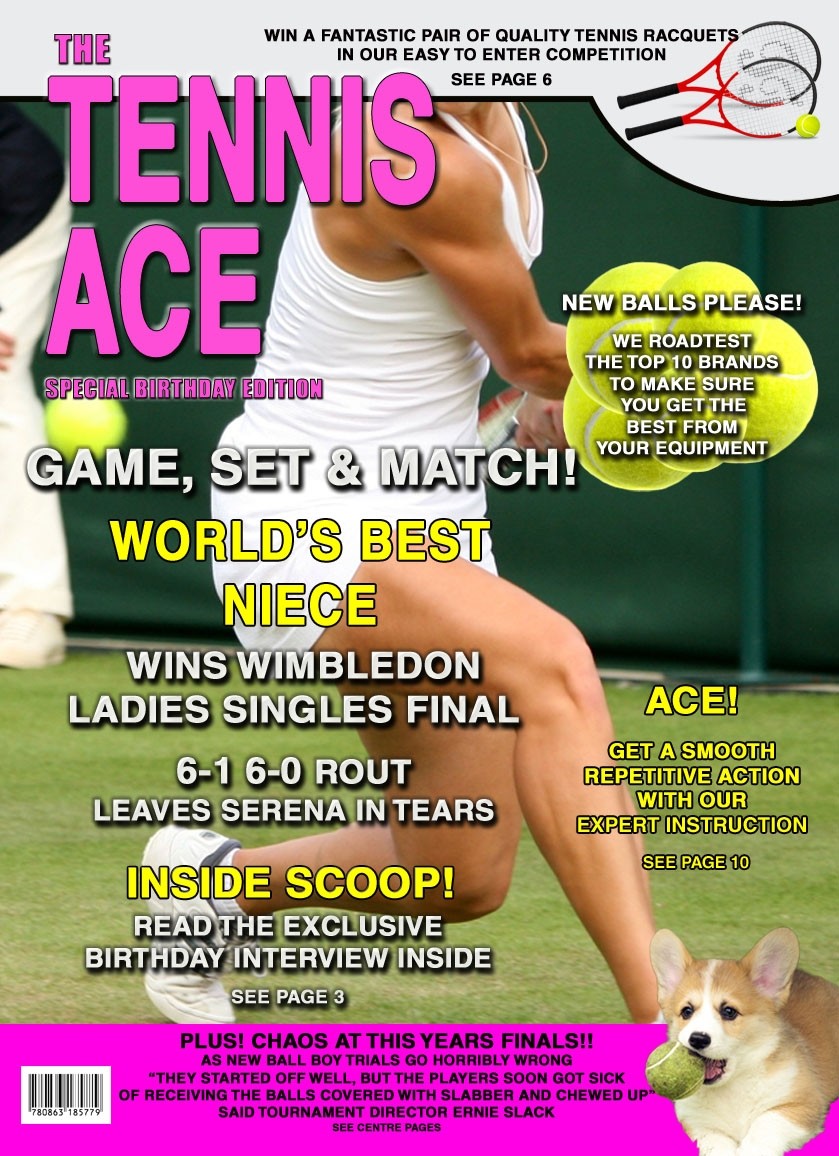 Tennis Niece Birthday Card Magazine Spoof
