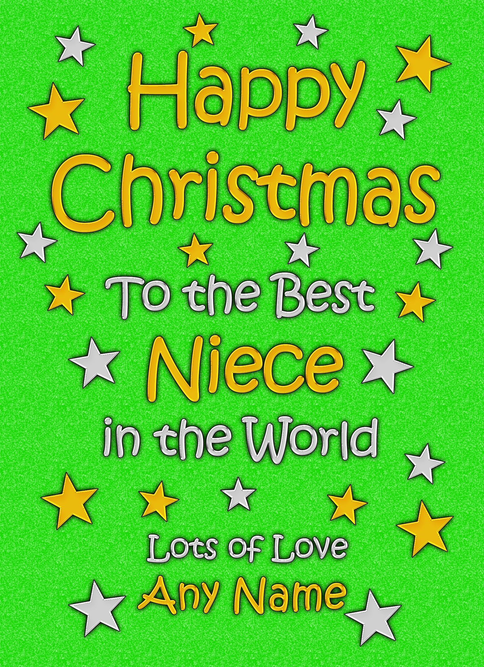 Personalised Niece Christmas Card (Green)