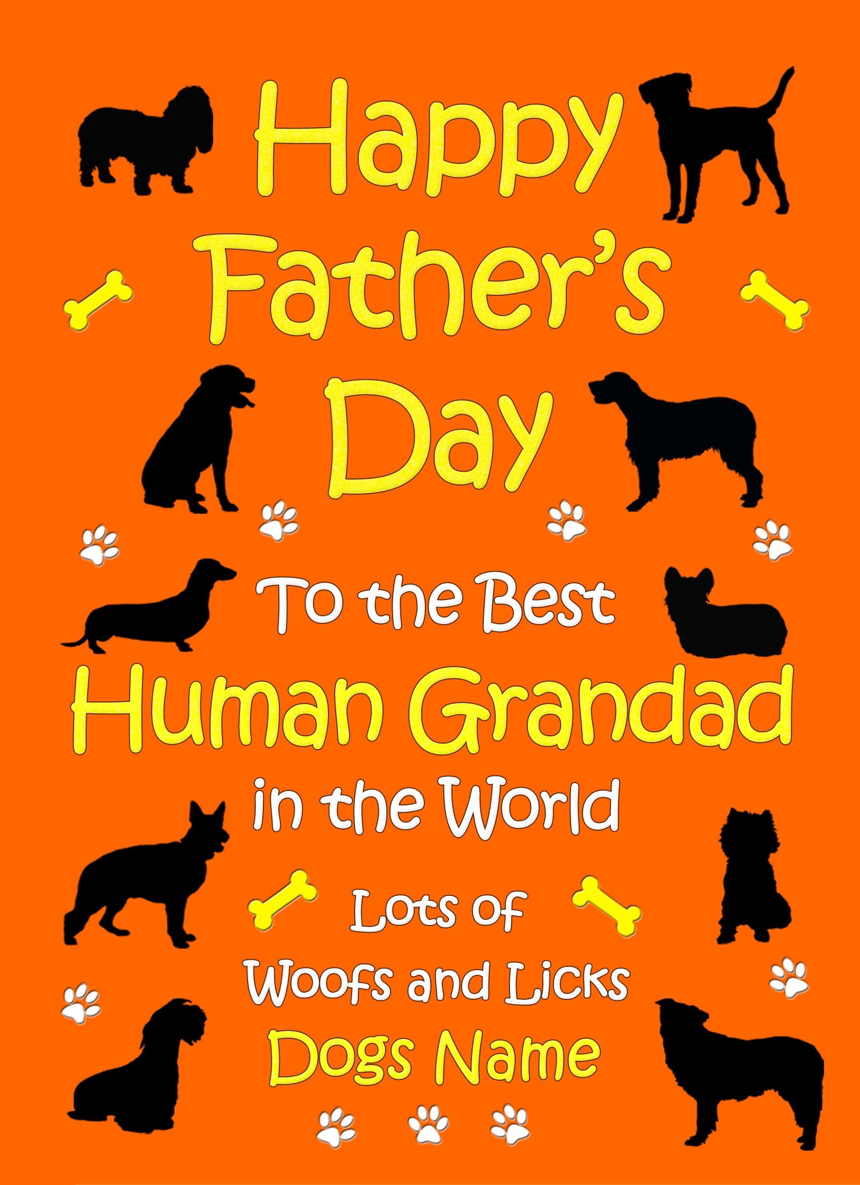 Personalised From The Dog Fathers Day Card (Orange, Human Grandad)