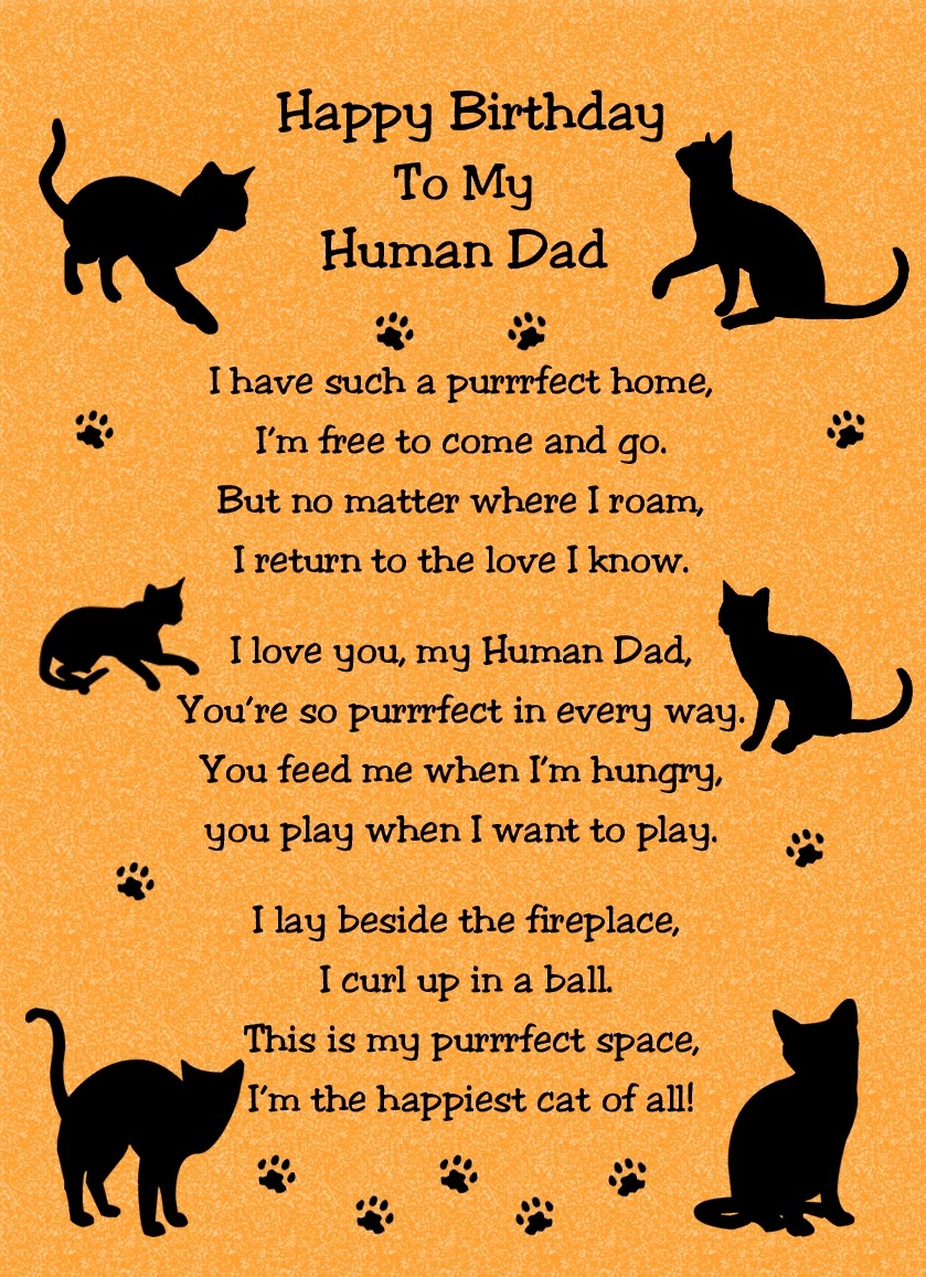 from The Cat Verse Poem Birthday Card (Orange, Human Dad)