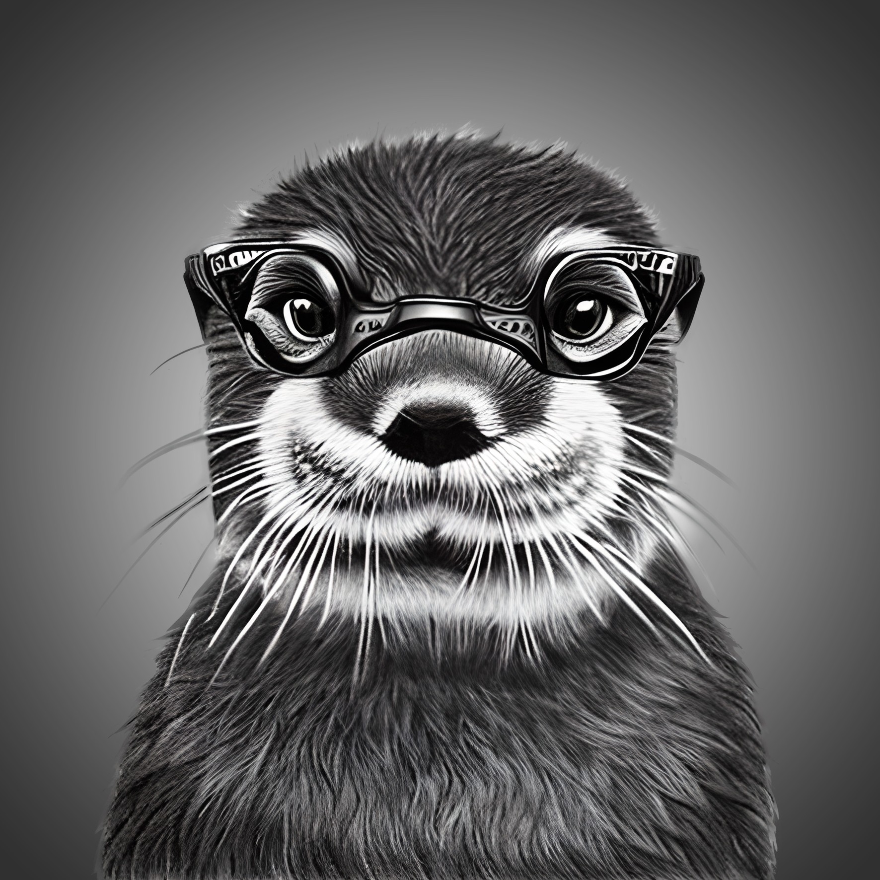 Otter Funny Black and White Art Blank Card (Spexy Beast)