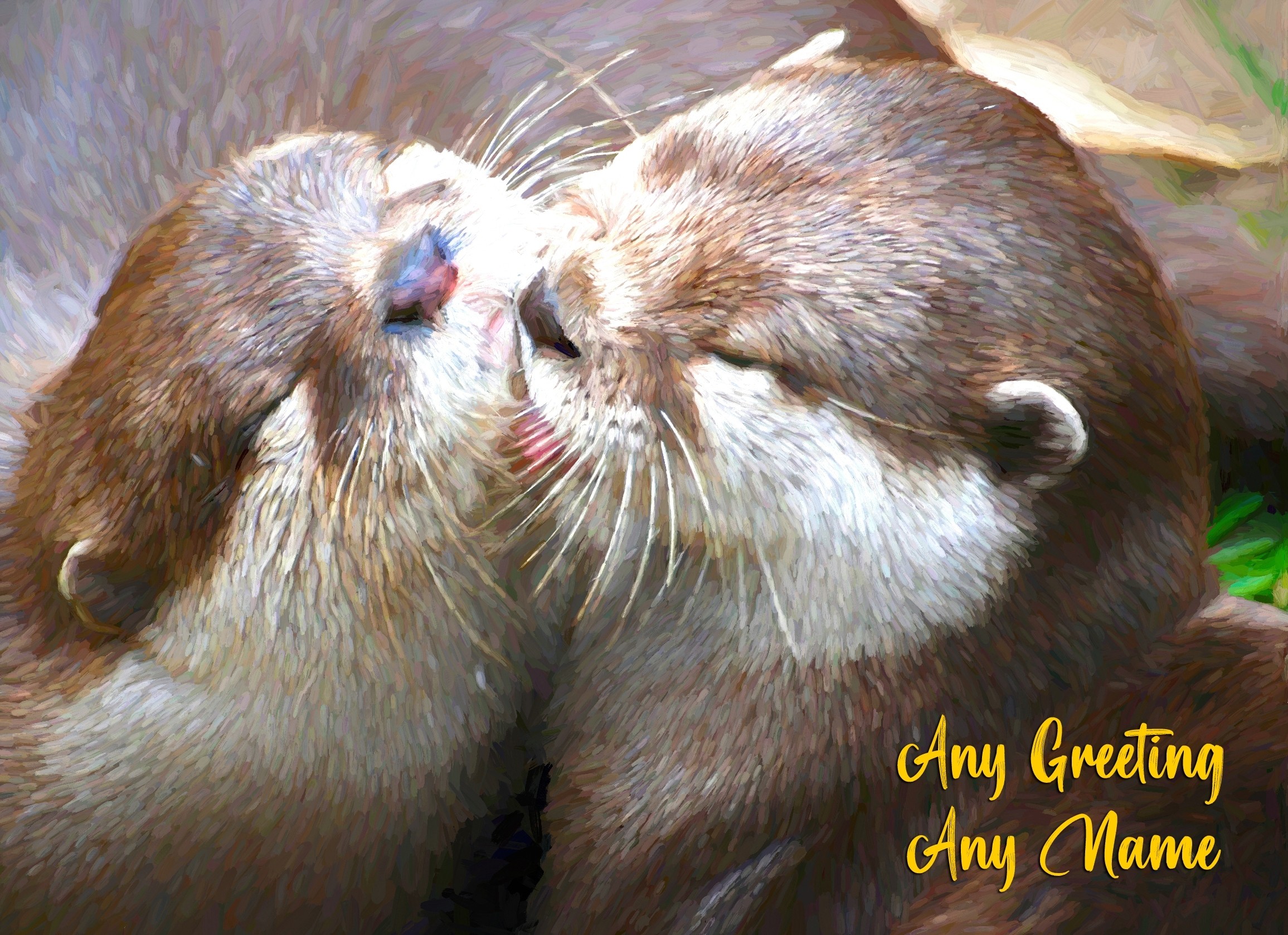 Personalised Otter Art Greeting Card (Birthday, Christmas, Any Occasion)