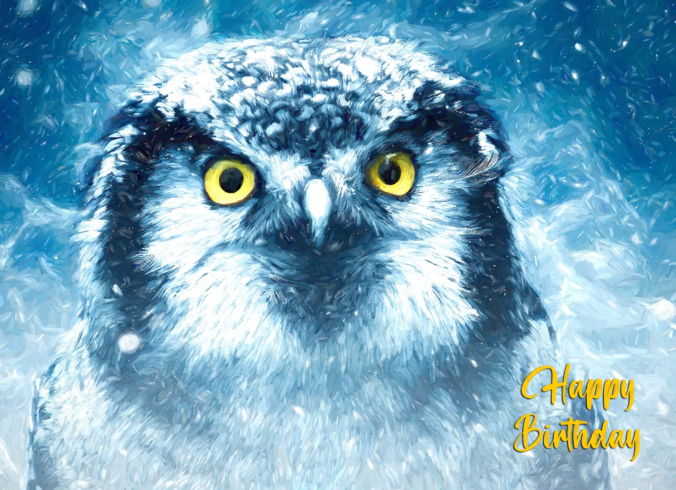 Owl Art Birthday Card