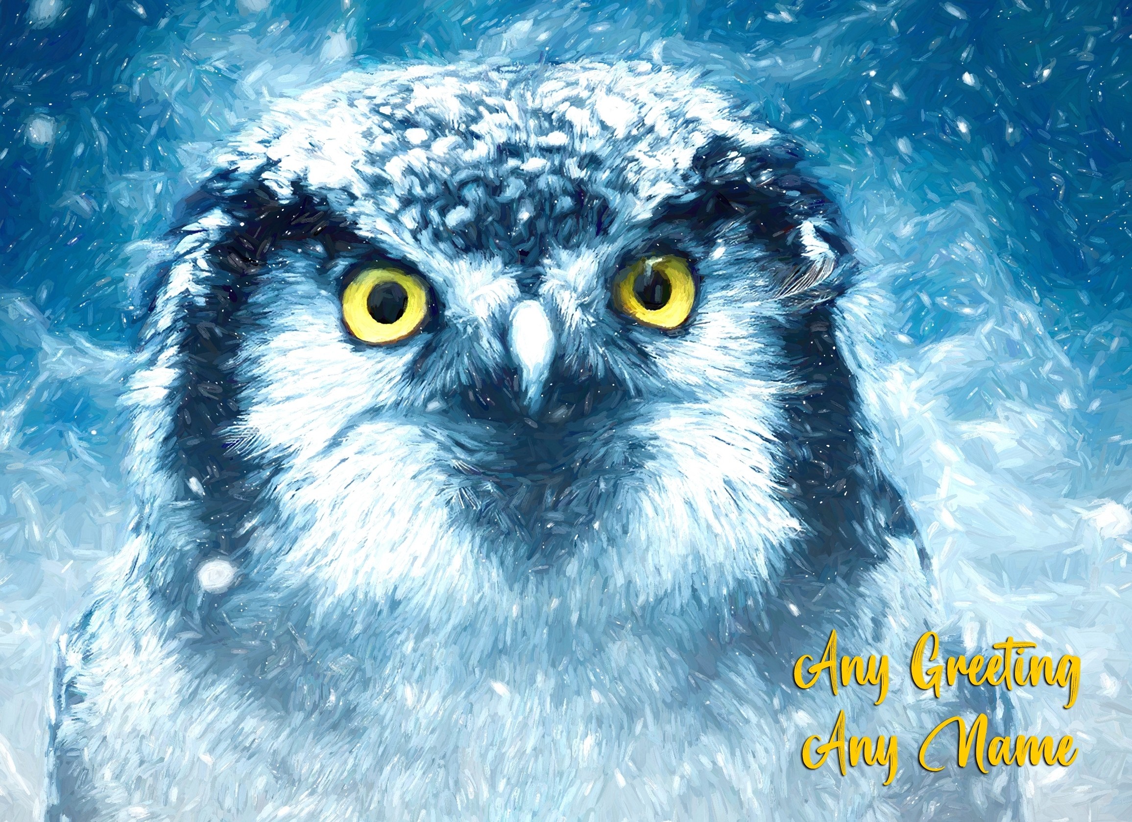 Personalised Owl Art Greeting Card (Birthday, Christmas, Any Occasion)