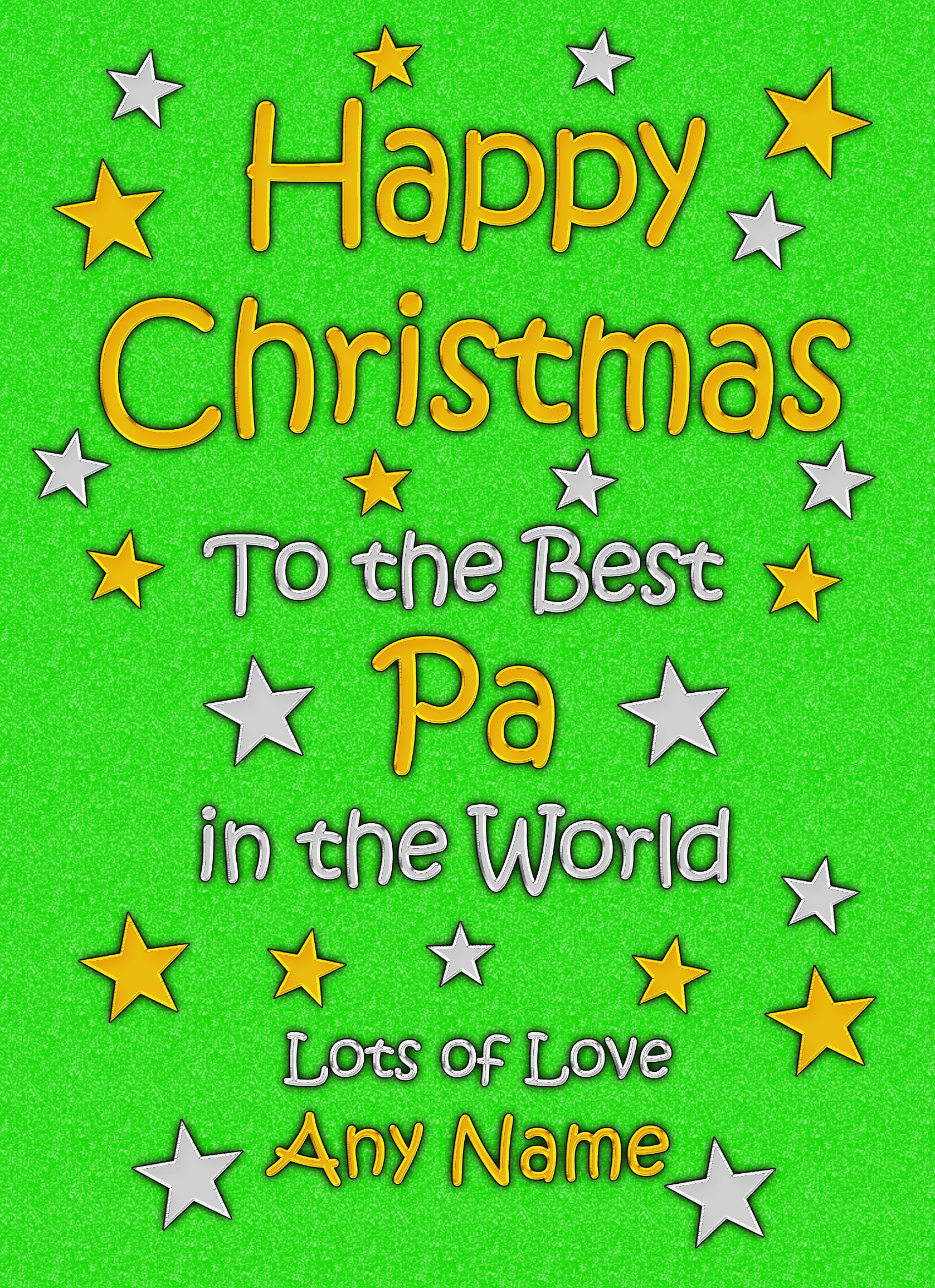 Personalised Pa Christmas Card (Green)