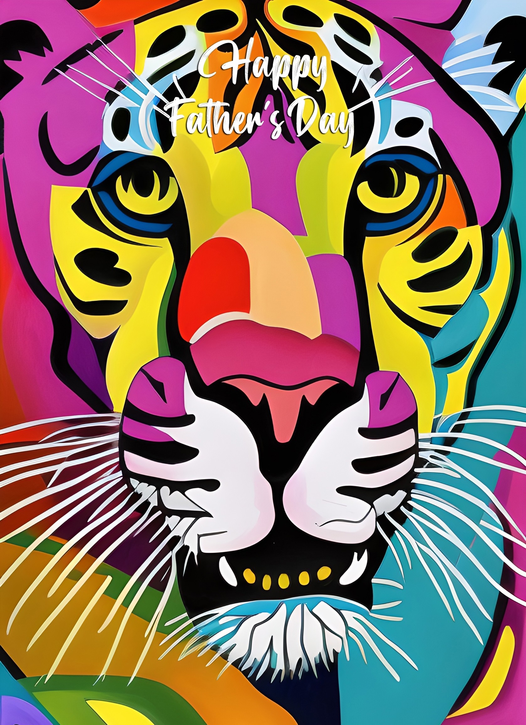 Panther Animal Colourful Abstract Art Fathers Day Card