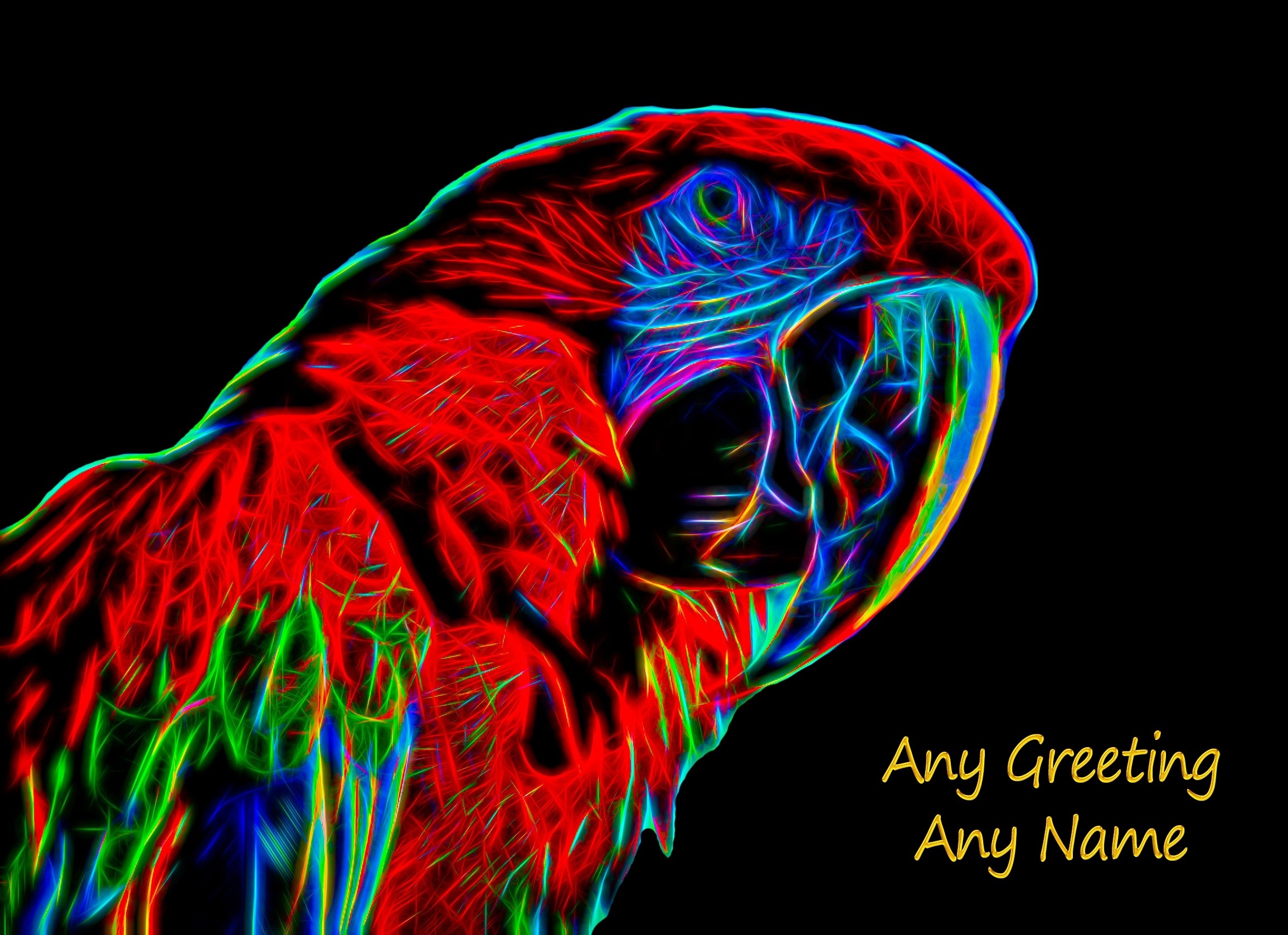 Personalised Parrot Neon Greeting Card (Birthday, Christmas, Any Occasion)