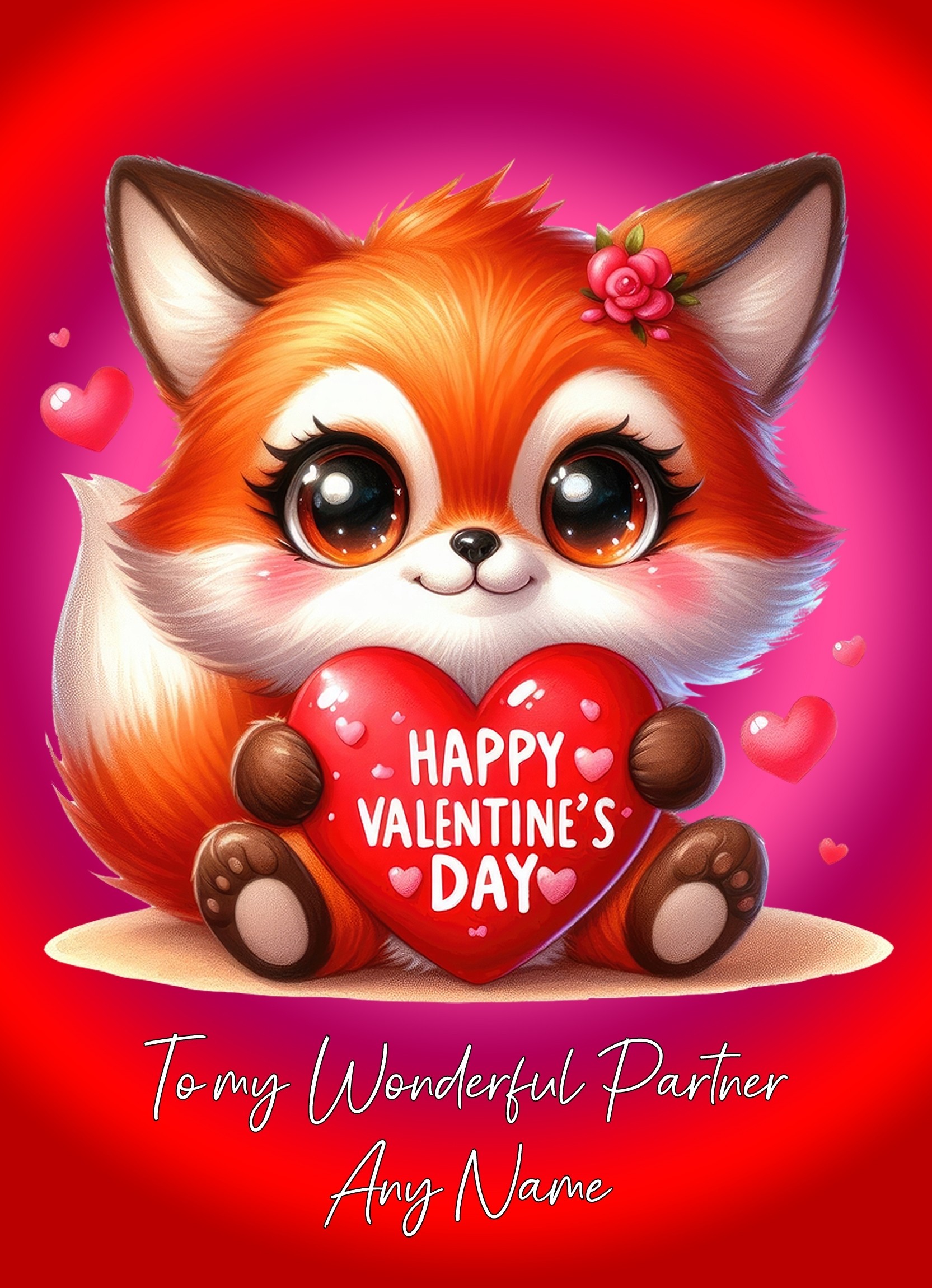 Personalised Valentines Day Card for Partner (Fox)
